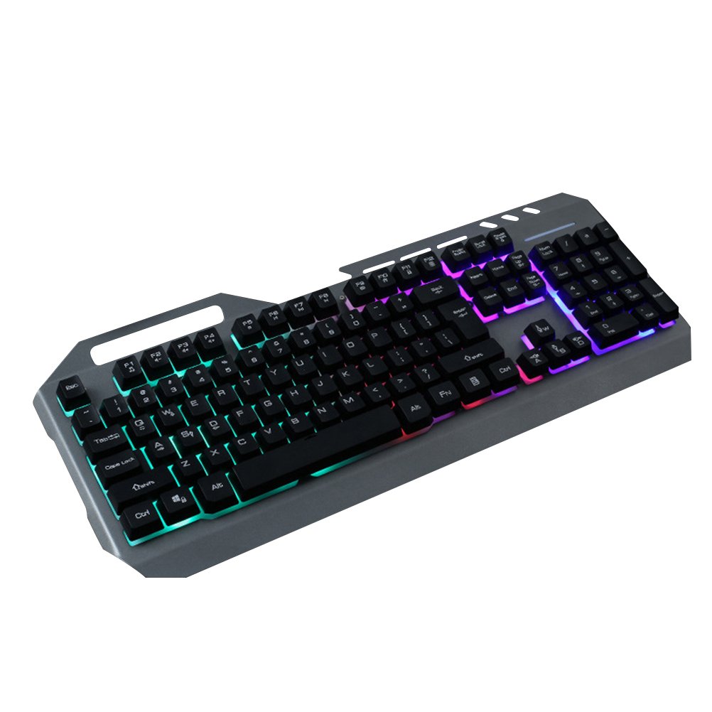 FRCOLOR RGB Backlit Mechanical Gaming Keyboard - Wired USB Illuminated Keyboard with Customizable Lighting for PC Gamers | Perfect for Esports, Streaming & Late-Night Gaming Sessions