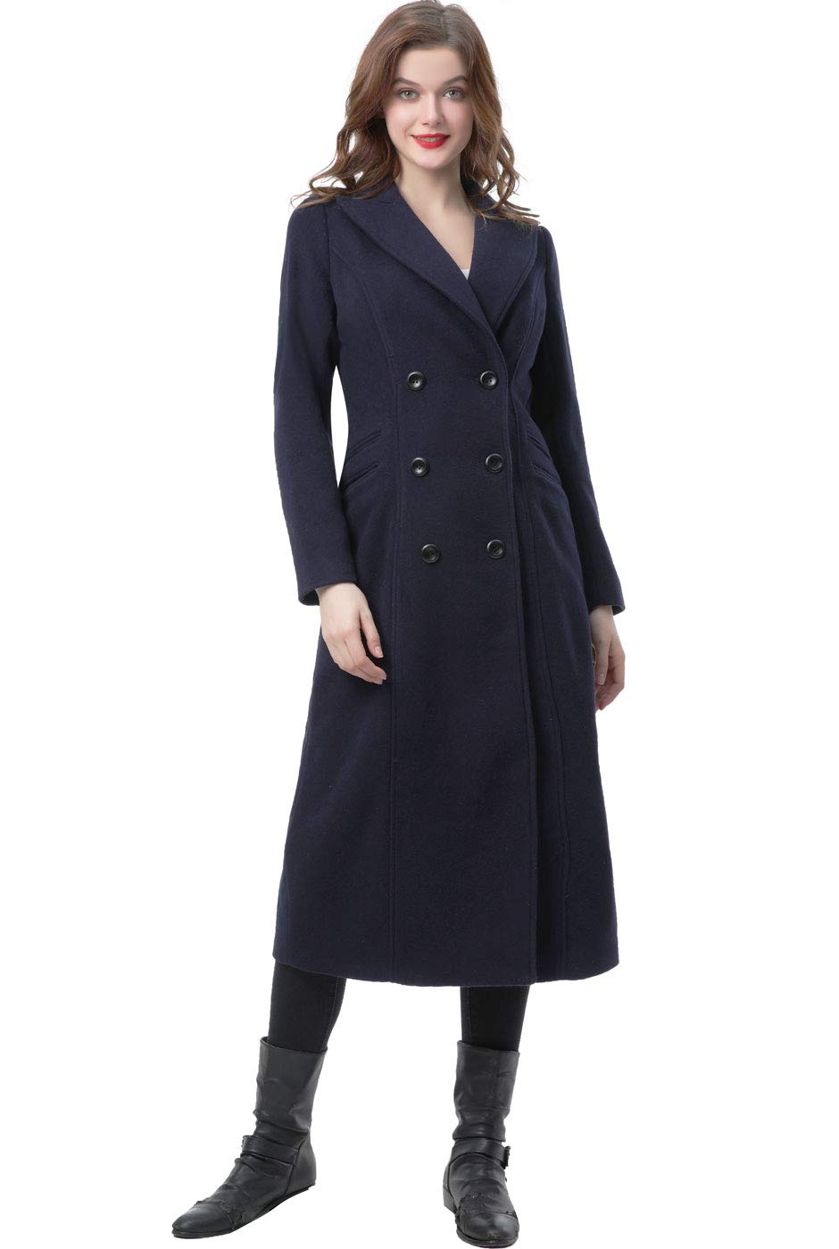 BGSD Women's Vivian Double Breasted Wool Long Coat - Warm Winter Trench Coat for Office, Travel & Formal Occasions (Regular & Plus Size)