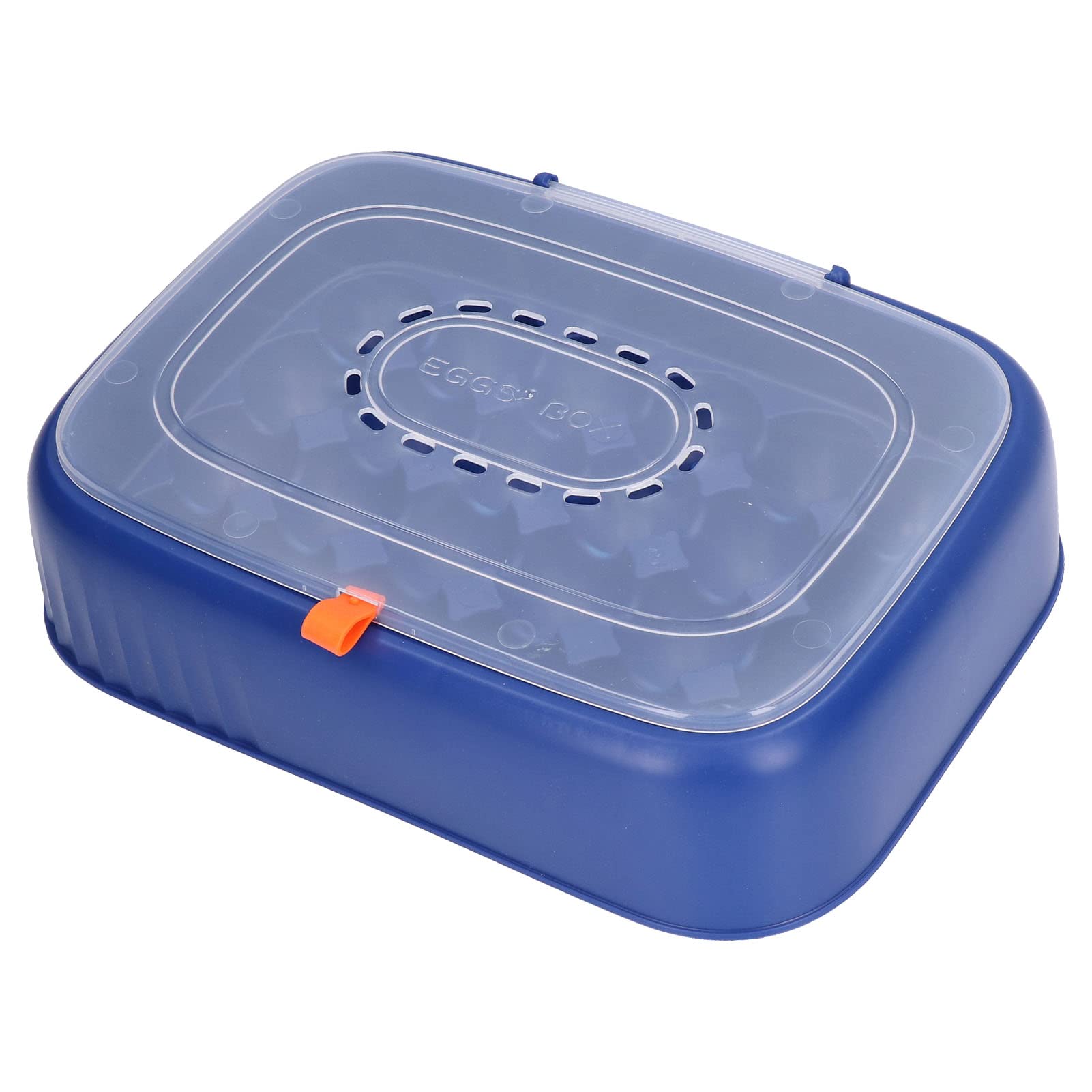 Breathable Vent Clamshell ABS Egg Storage Container - Kitchen Egg Tray Organizer with Secure Lid (Dark Blue) | Perfect for Refrigerator Organization, Farm Fresh Egg Storage & Pantry Organization
