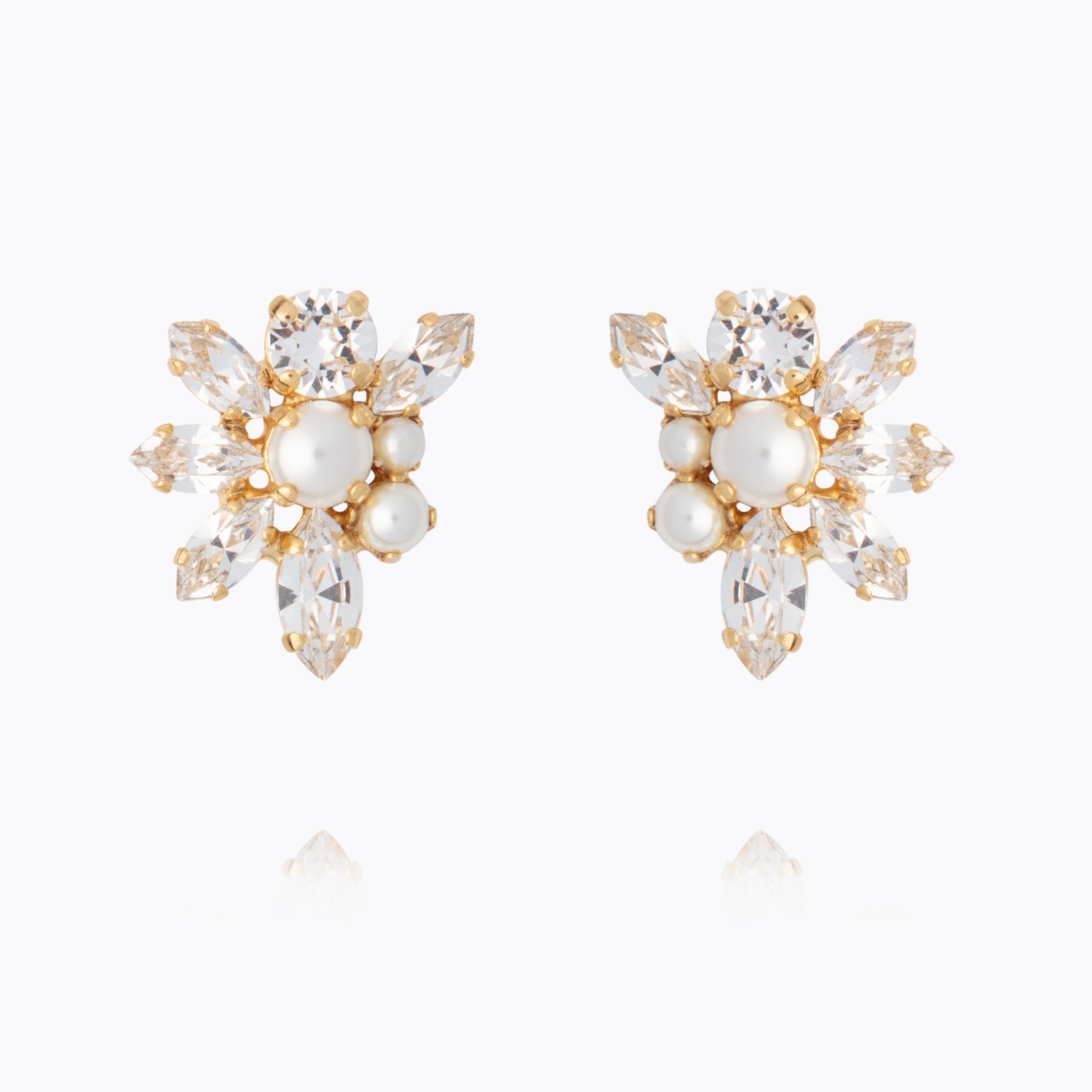 Elegant Floral Pearl Earrings with Crystal Accents – Perfect for Weddings, Parties & Special Occasions
