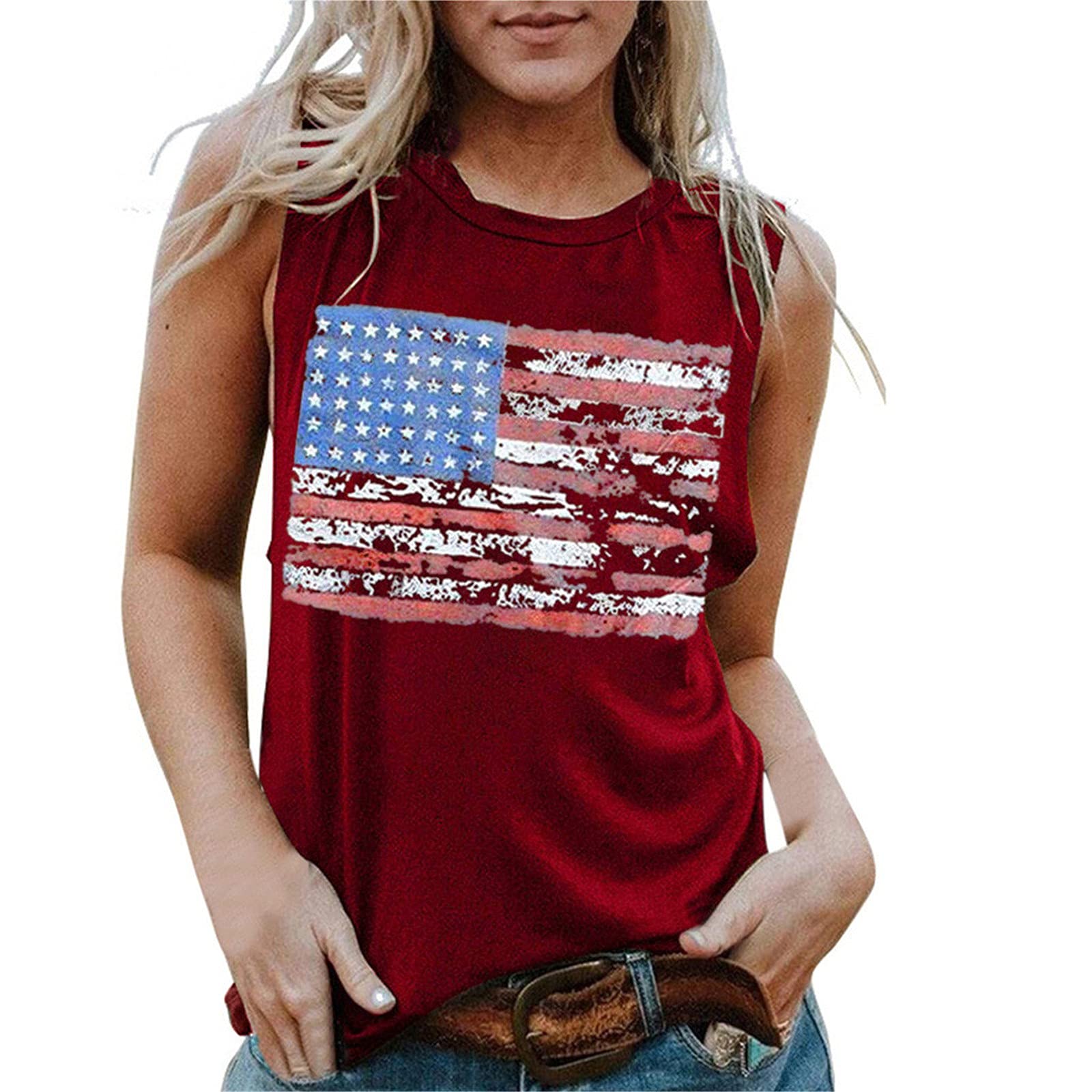 Women's Summer Tops Clearance - Patriotic American Flag Graphic Tank Tops for Women | Casual Wear, Beach Outfits & 4th of July Celebrations