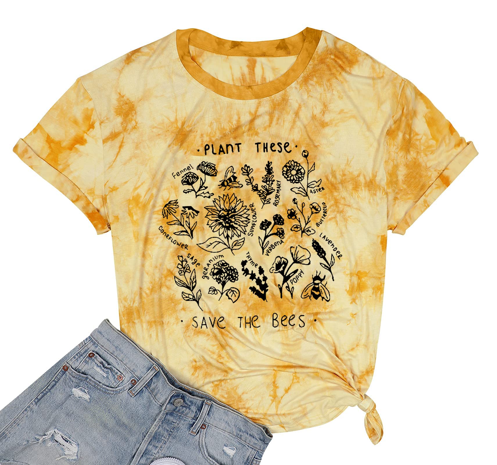 Funny Be Kind Graphic T-Shirt for Women - Casual Short Sleeve Cute Teacher Shirt with Bee Design - Perfect for School, Work, Gardening & Plant Lover Gifts