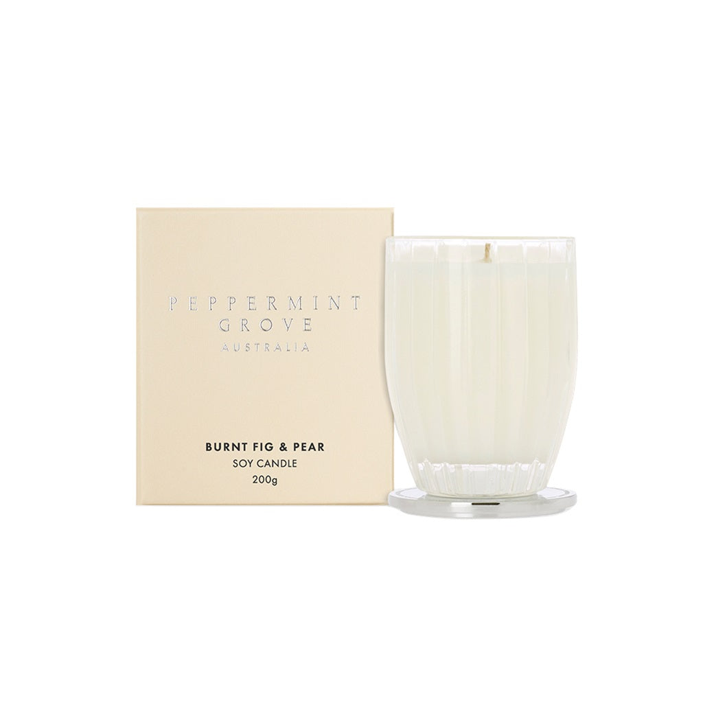 Peppermint Grove Luxury Scented Candle 200g - Burnt Fig & Pear Fragrance | Home Decor, Aromatherapy & Relaxation Gift