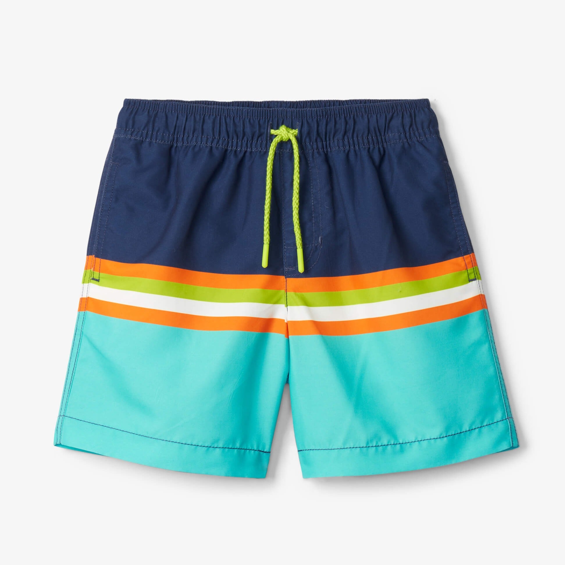 Hatley Turtle Stripes Swim Trunks for Boys - Quick Dry UPF 50+ Swim Shorts - Perfect for Beach, Pool & Summer Water Activities