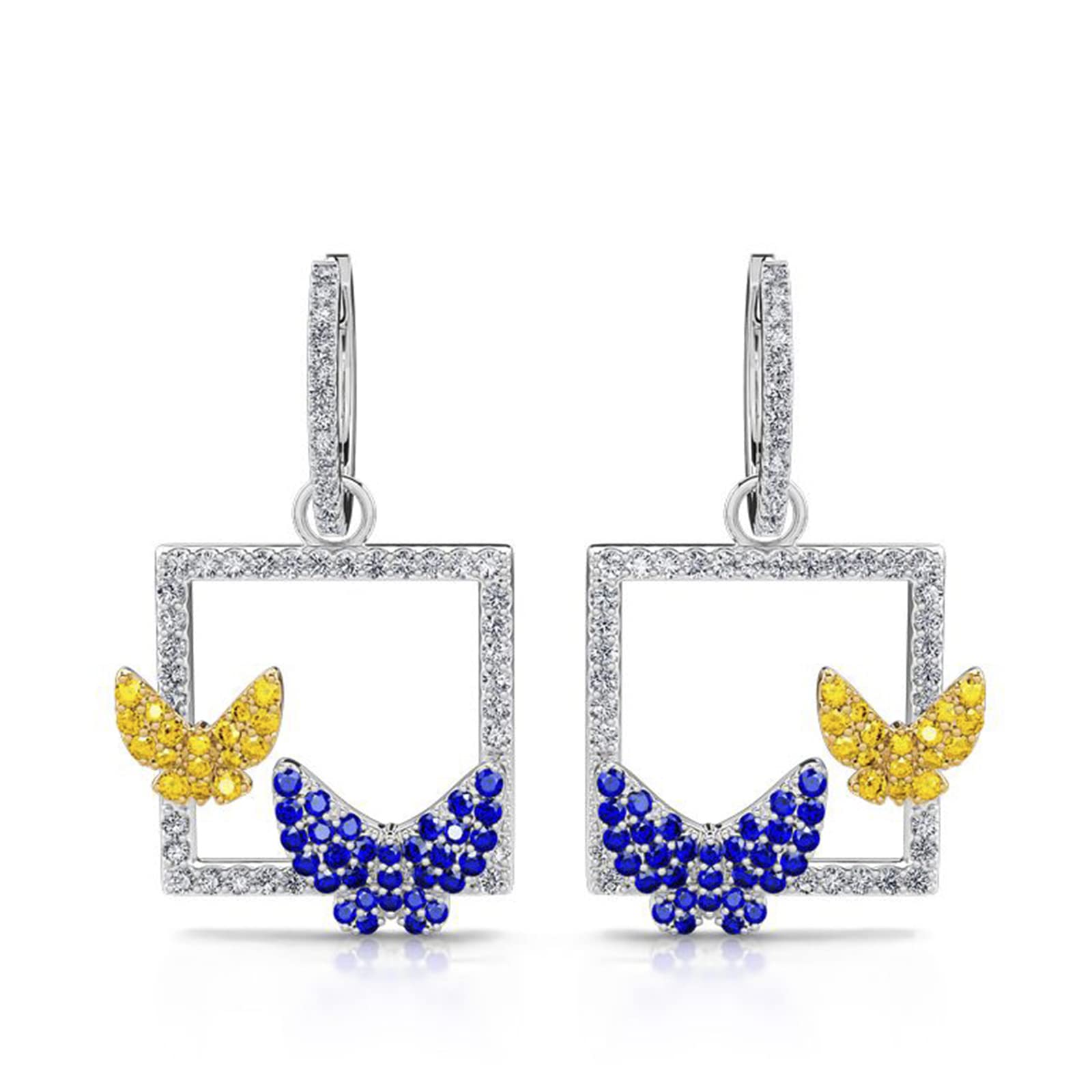 Jeulia Sterling Silver Butterfly Stud Earrings with Round Cut Diamond & Sapphire – Elegant Blue Earrings for Women & Teen Girls – Perfect for Anniversary, Birthday, Valentine's Day Gift (Includes Gift Box) – Ideal for Everyday Wear, Date Nights & Special Occasions