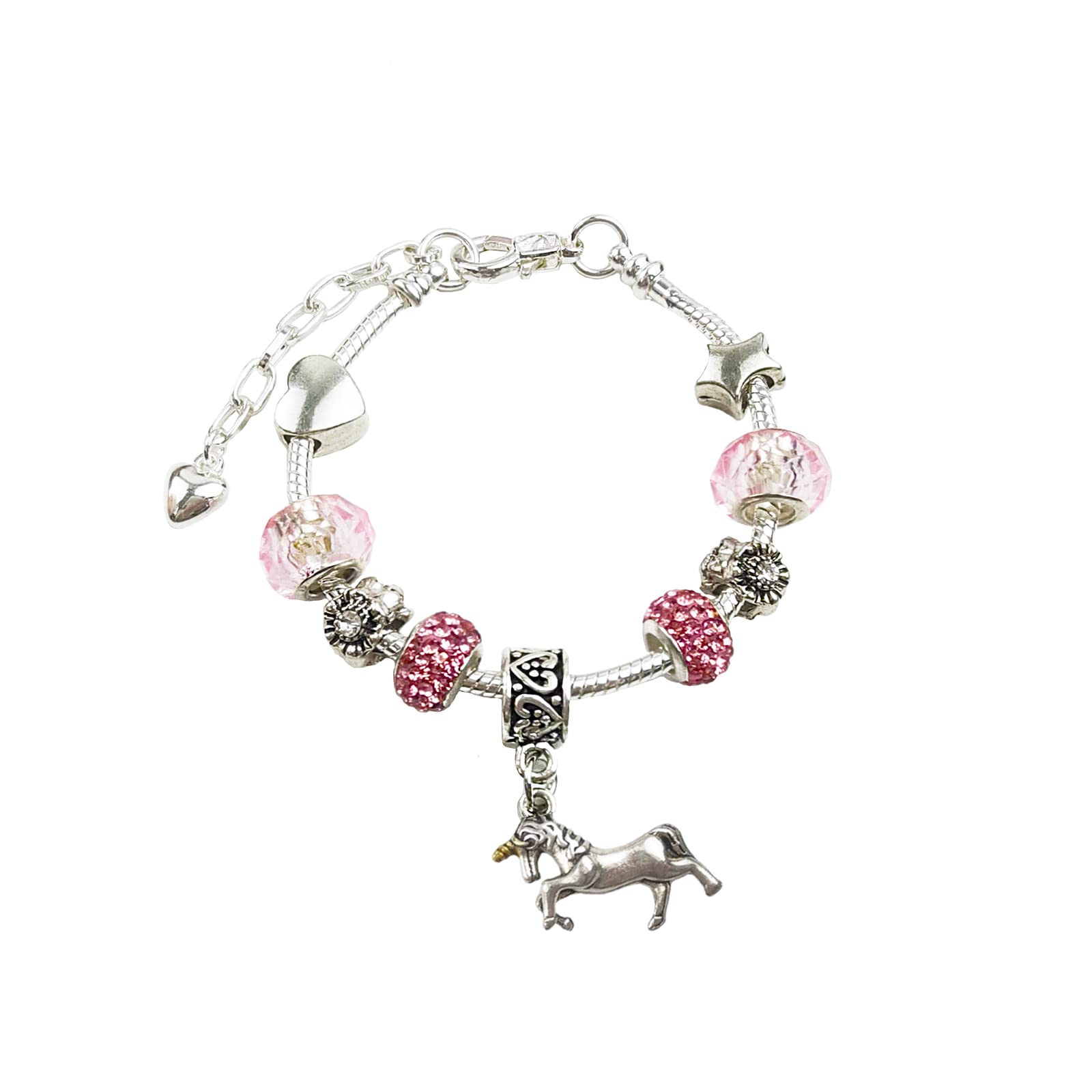 Unicorn Charm Bracelets for Girls - Cute Beaded Bracelet with Heart & Unicorn Pendant - Perfect Birthday Gift for Kids & Teen Girls - Great for Parties, School & Everyday Wear