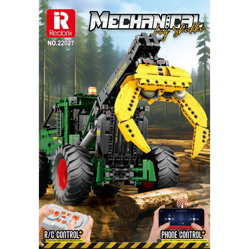 Reobrix 22027 John Deere 948L II Skidder RC Tractor Toy - 1741PCS Building Blocks Set for Kids & Adults - STEM Educational Construction Model for Farm & Forestry Play
