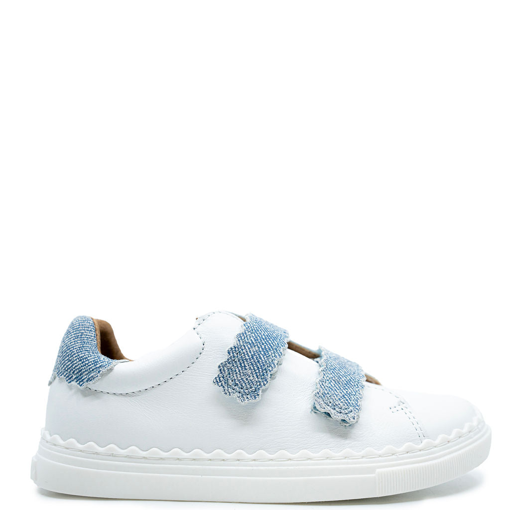 Porte Scalloped Denim Velcro Sneakers for Women - Comfortable Casual Shoes for Walking, Running & Everyday Wear - Trendy Fashion Sneakers for Outfits & Street Style