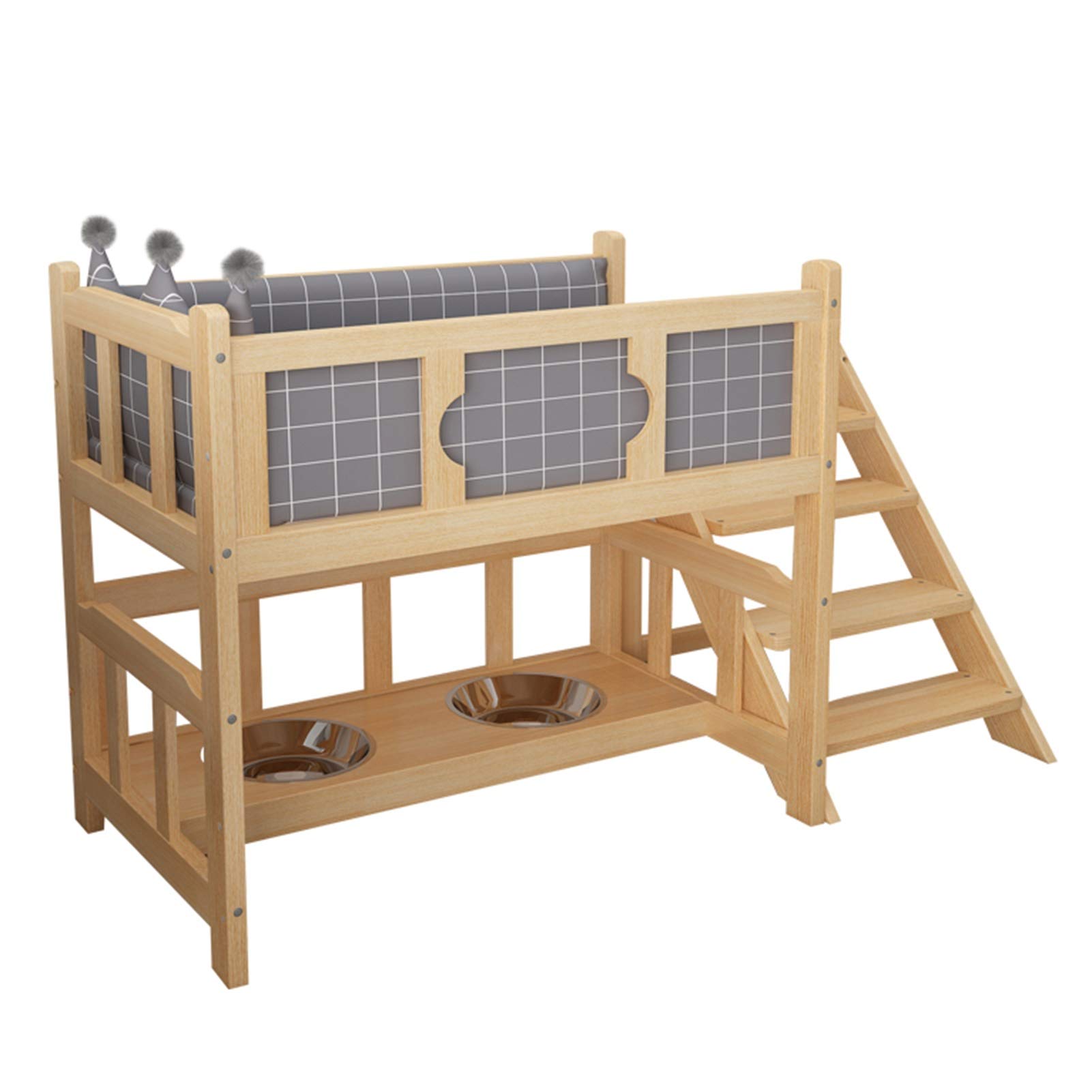 Premium Large Dog Bed with Wooden Frame - Elevated Pet Sofa Bed with Removable Cushion & Steps for Small/Medium Dogs (60×45×70cm) - Indoor & Outdoor Use - Perfect for Living Rooms, Patios & Pet Houses (Style1)