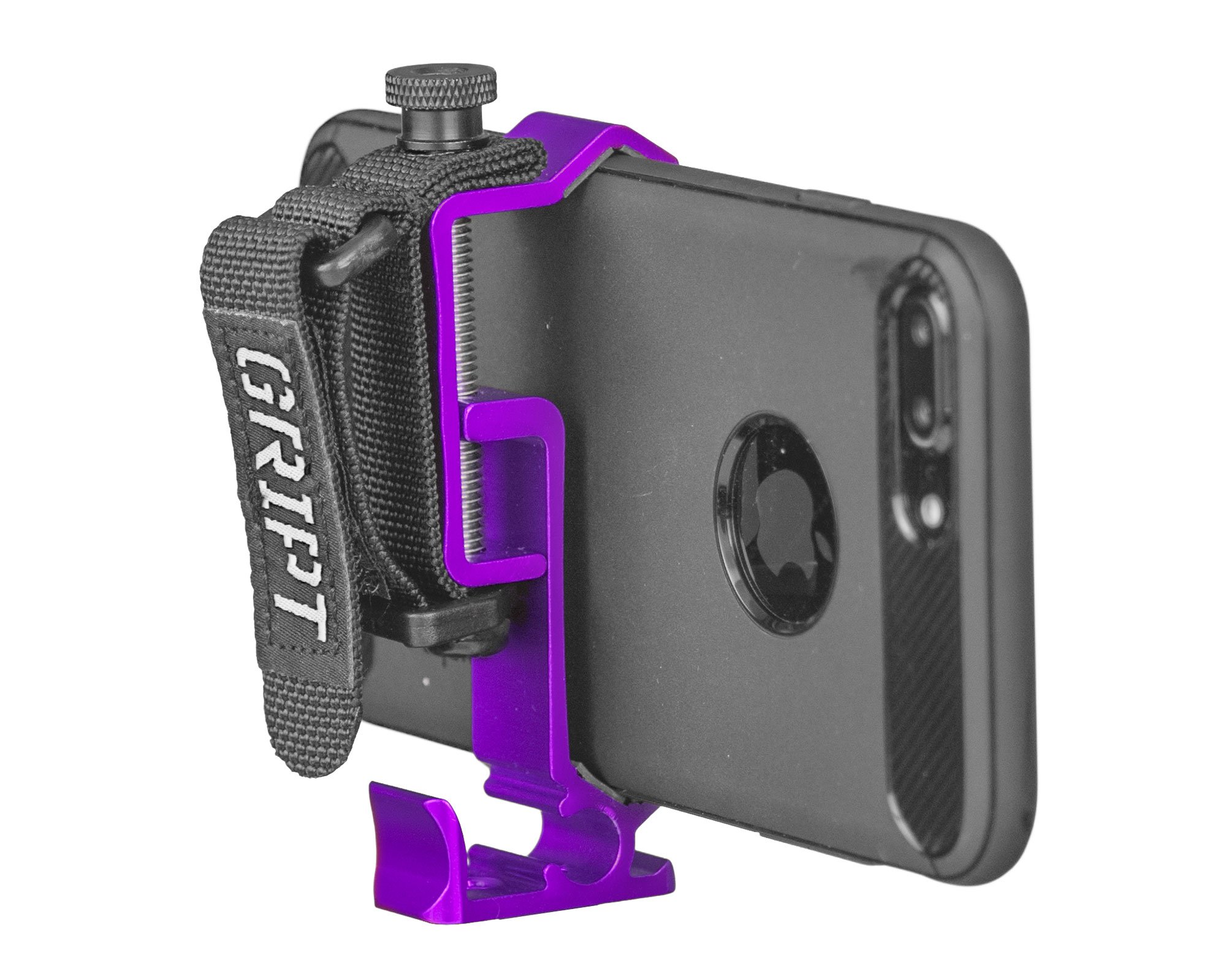 GRIPT Secure Smartphone Tripod Adapter - Purple Phone Hand Grip & Accessory Mount for Vlogging, Photography & Live Streaming