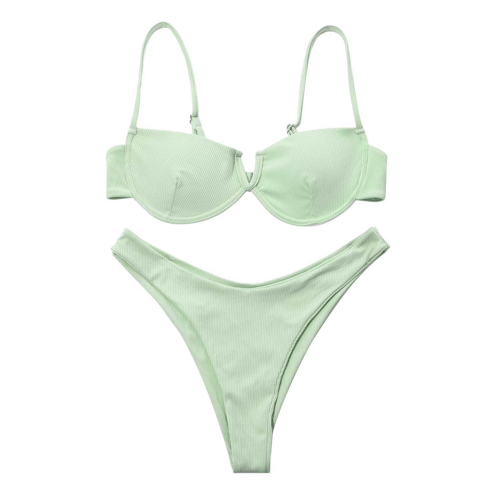 YADEOU Women's Sexy Ruched Two Piece Swimsuits - Brazilian Bikini Set with Comfortable Solid Color Tankini Top & High Cut Bottom | Perfect for Beach Vacation, Pool Party & Summer Getaway