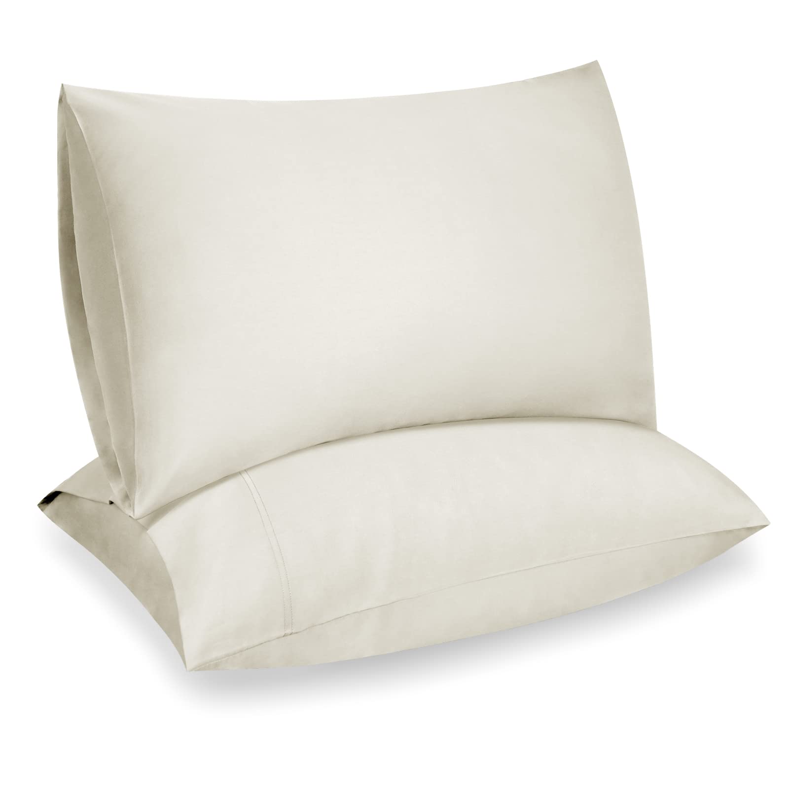 Fittia 100% Organic Bamboo King Size Pillowcases 2 Pack - Cooling, Wrinkle-Free & Breathable for Hot Sleepers - Soft Silky Bamboo Pillow Covers with Envelope Closure - Beige - Perfect for Summer Nights & Temperature Regulation