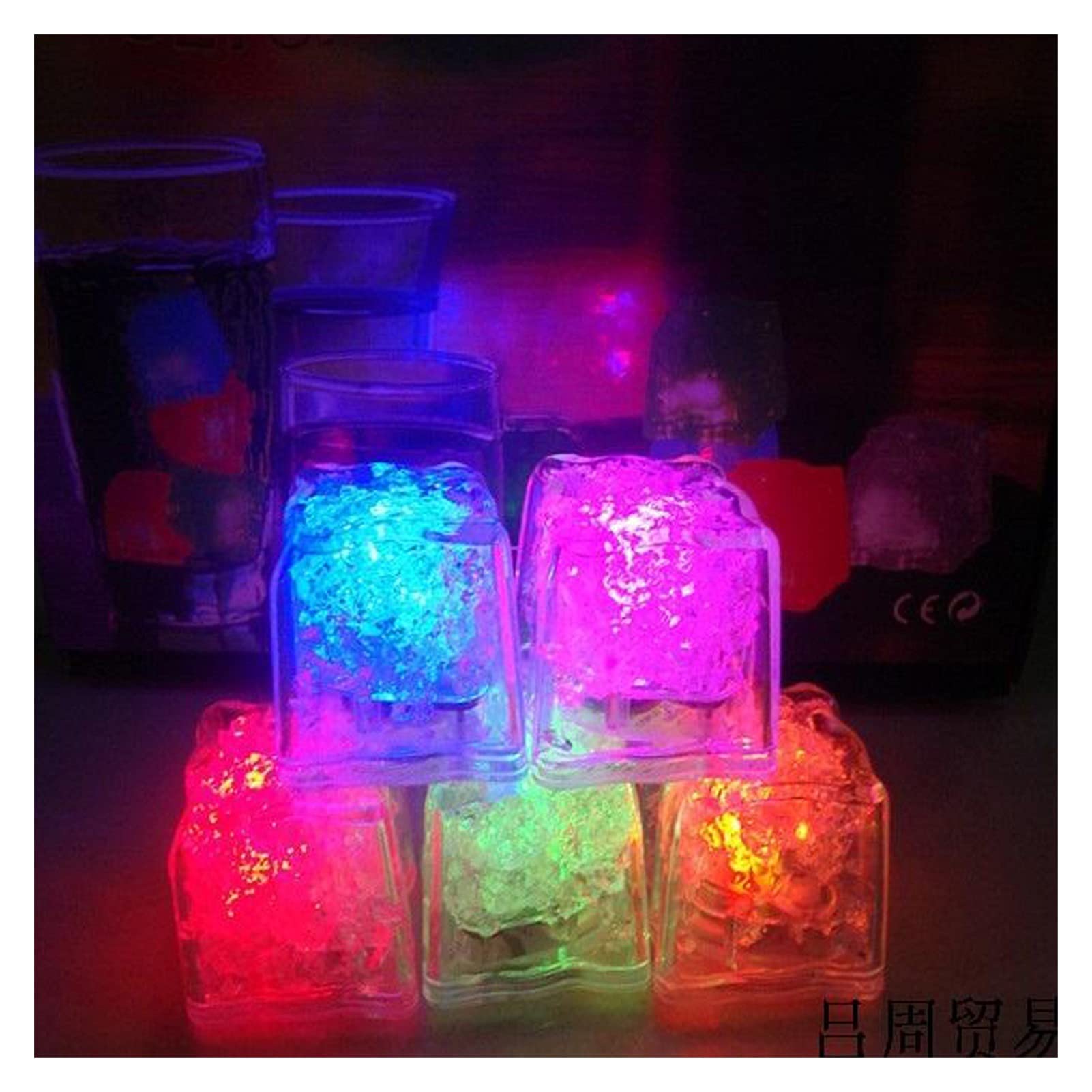 WENH LED Ice Cubes - 12PCS Glowing Party Lights with Quick Flashing Mode for Cocktail Glasses, Wedding Receptions, Christmas Decorations & Bar Events - Cool Neon Drink Accessories for Nightclubs, Festivals & Home Parties