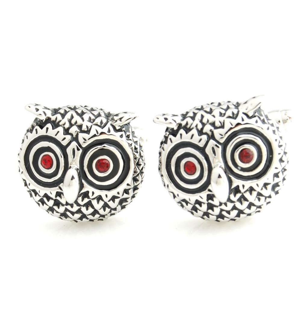Stylish Men's Cute Red-Eyed Owl Cufflinks - Elegant Owl Design Dress Shirt Accessories for Formal Wear, Business Meetings & Special Occasions
