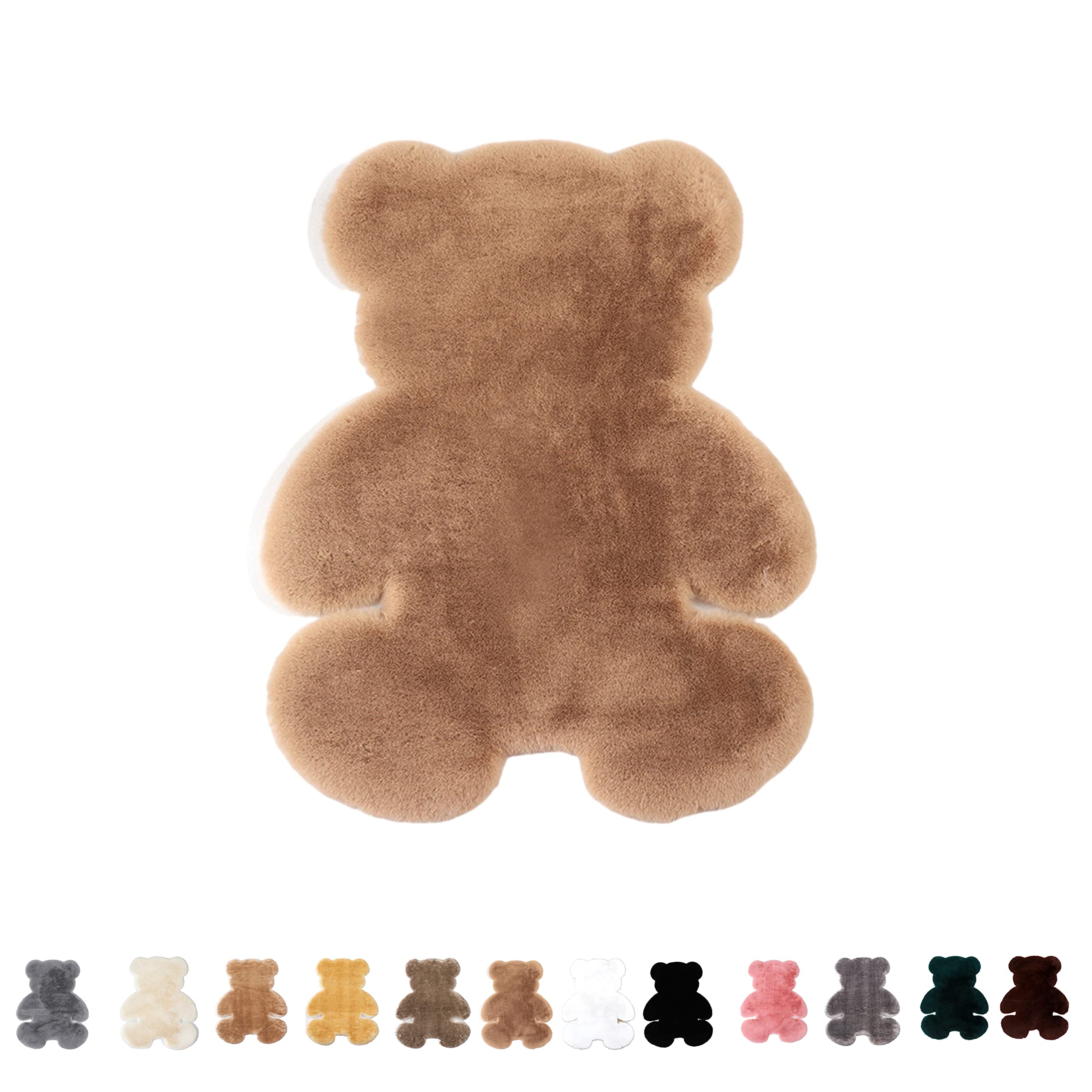 HYGGE HOME Ultra Soft Faux Rabbit Fur Area Rug - Khaki Shaggy Fluffy Rug for Bedroom, Living Room Decor | Cozy Teddy Bear Shaped Plush Carpet for Girls Room, Aesthetic Home Accent | Perfect for Floor Seating, Nursery, and Cozy Reading Nooks