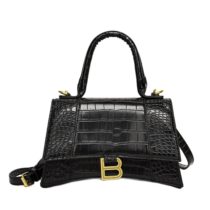 Hourglass Bag for Women - Stylish Small Black Square Shoulder Messenger Bag - Perfect for Work, Travel & Everyday Use