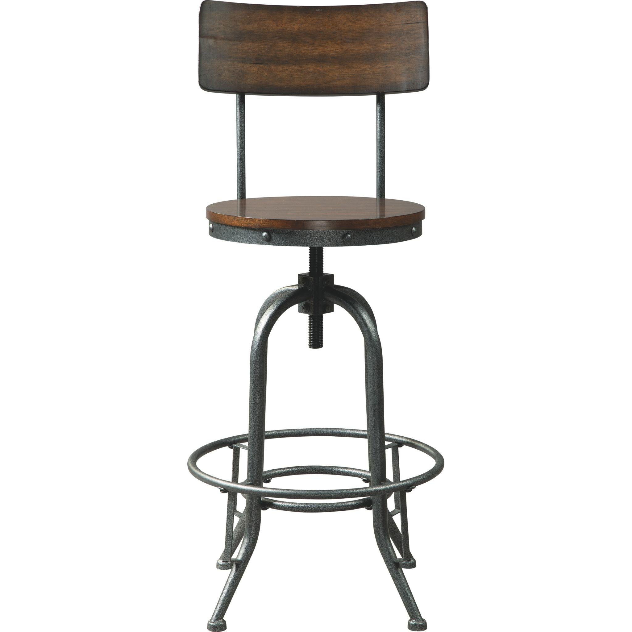 Bassello Bar Stool - Brown Wooden Counter Height Stool with Backrest (D284 230) - Perfect for Kitchen Islands, Breakfast Bars & Home Bars