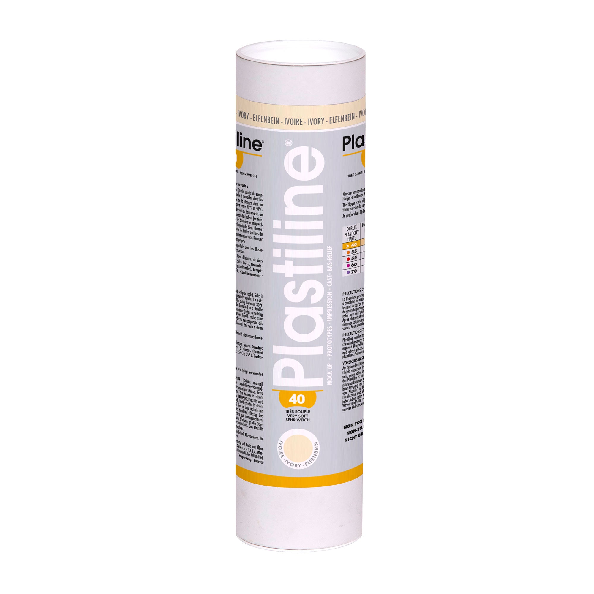 Premium 40 Hardness Plastiline Modeling Clay - Ivory Color, 1 kg Block for Sculpting, Pottery & Art Projects - Ideal for Artists, Students & DIY Crafts