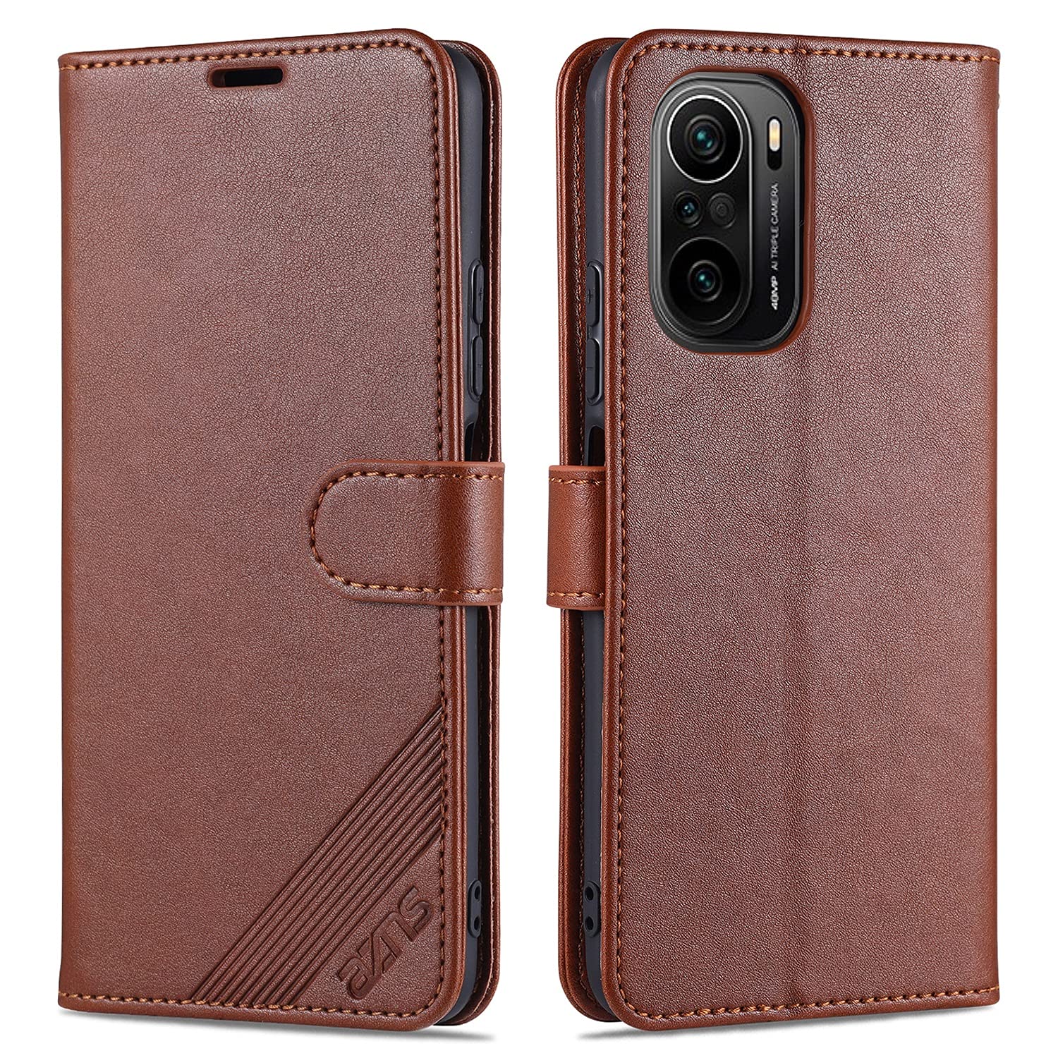 Premium Leather Flip Wallet Case for Xiaomi Poco F3 - Shockproof Protective Cover with Card Slots (Brown) | Stylish & Functional for Daily Use, Business Meetings & Travel