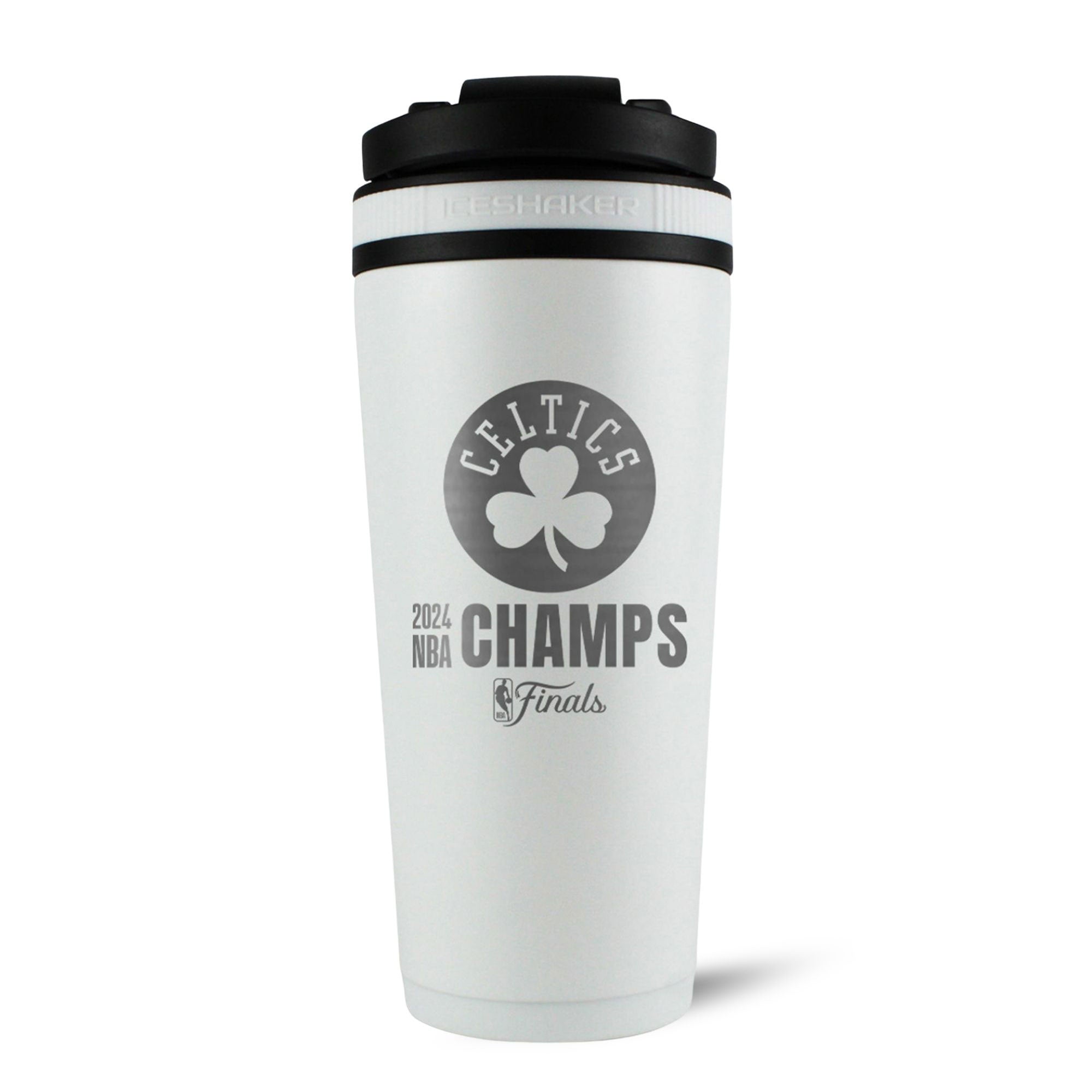 Official NBA 2024 Finals Boston Celtics Champions 26oz Stainless Steel Ice Shaker Cup - White | Perfect for Gym, Workouts, Sports Games & Outdoor Activities