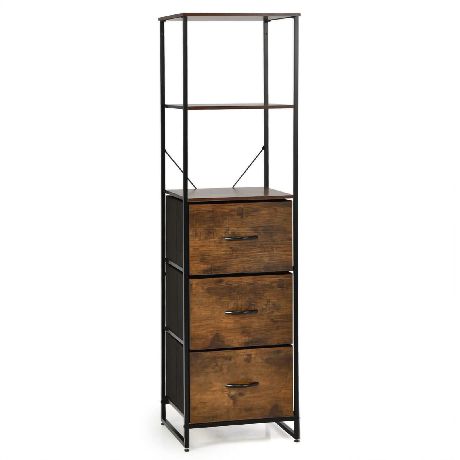 3 Drawer Fabric Dresser Storage Tower with Wood Top - Closet Organizer for Bedroom, Nursery & Hallway - Space Saving Storage Solution for Clothes, Toys & Home Essentials (Brown) - Perfect for Small Spaces & Home Organization
