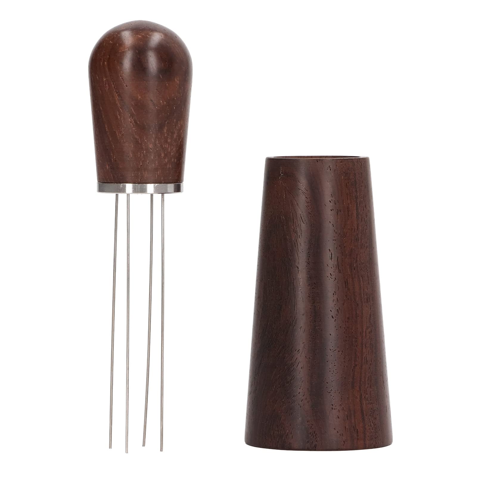 Professional Coffee Stirrer with Natural Wood Handle & Stand - Barista Tool for Even Coffee Distribution (Dark Brown) | Perfect for Espresso, Latte & Home Brewing
