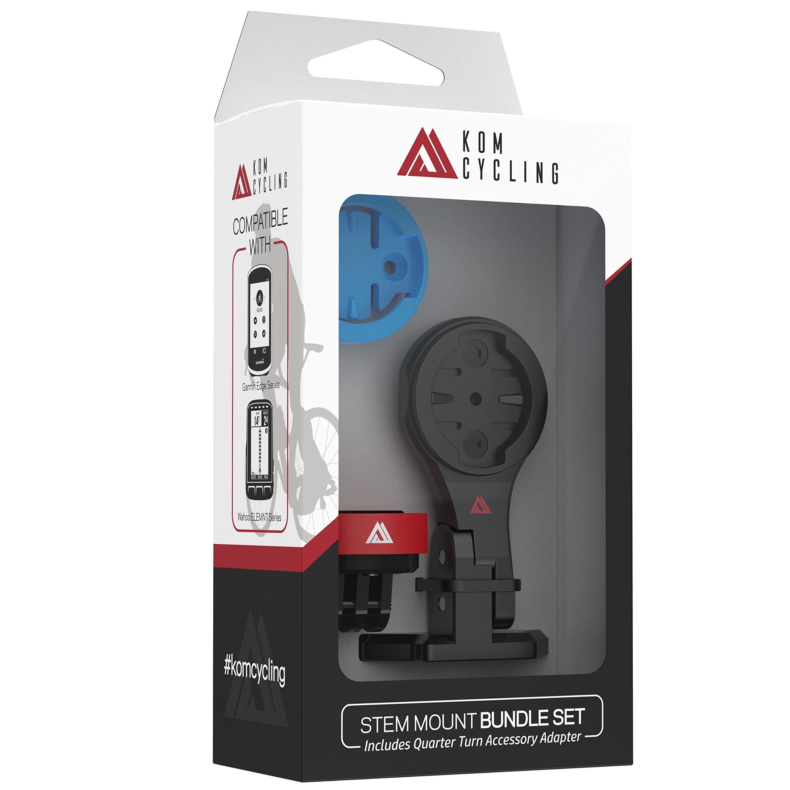 KOM Cycling Quick Release Stem Mount - Compatible with Wahoo Elemnt Roam, Elemnt Bolt v2 & Garmin Edge 1040 Bike Computers - GoPro Accessory Mount for Action Cameras - Perfect for Road Cycling, Mountain Biking & Adventure Sports