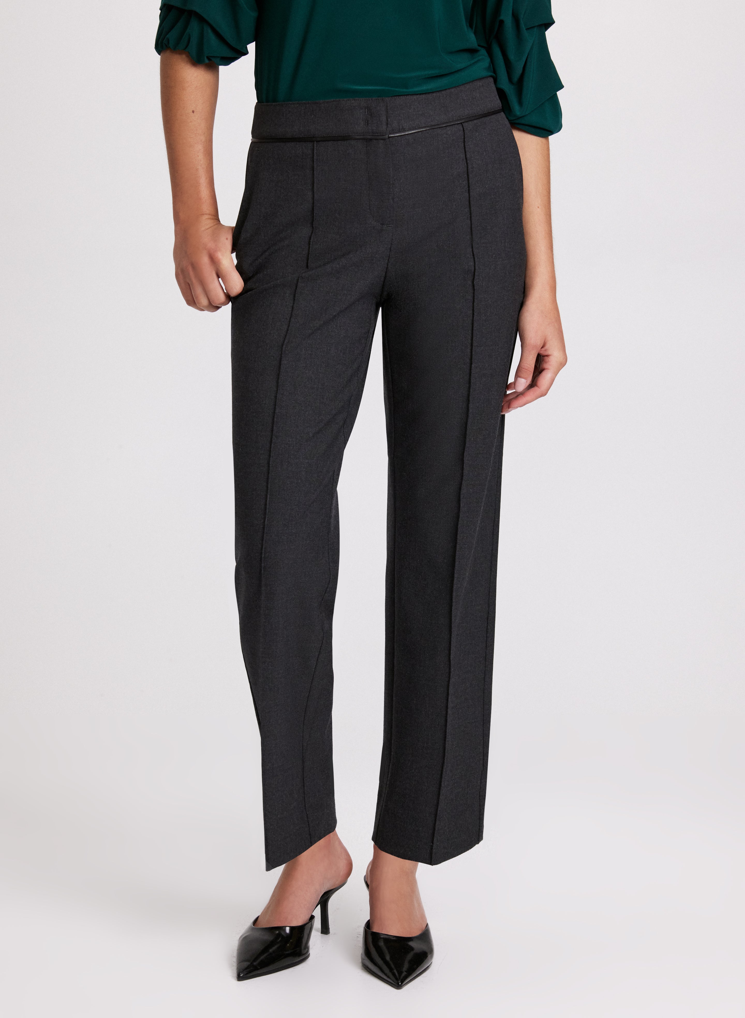 Emma Women's Straight Leg Pants - Slim Fit Stretch Ankle Pants for Work & Casual Wear - Office, Travel & Everyday Comfort
