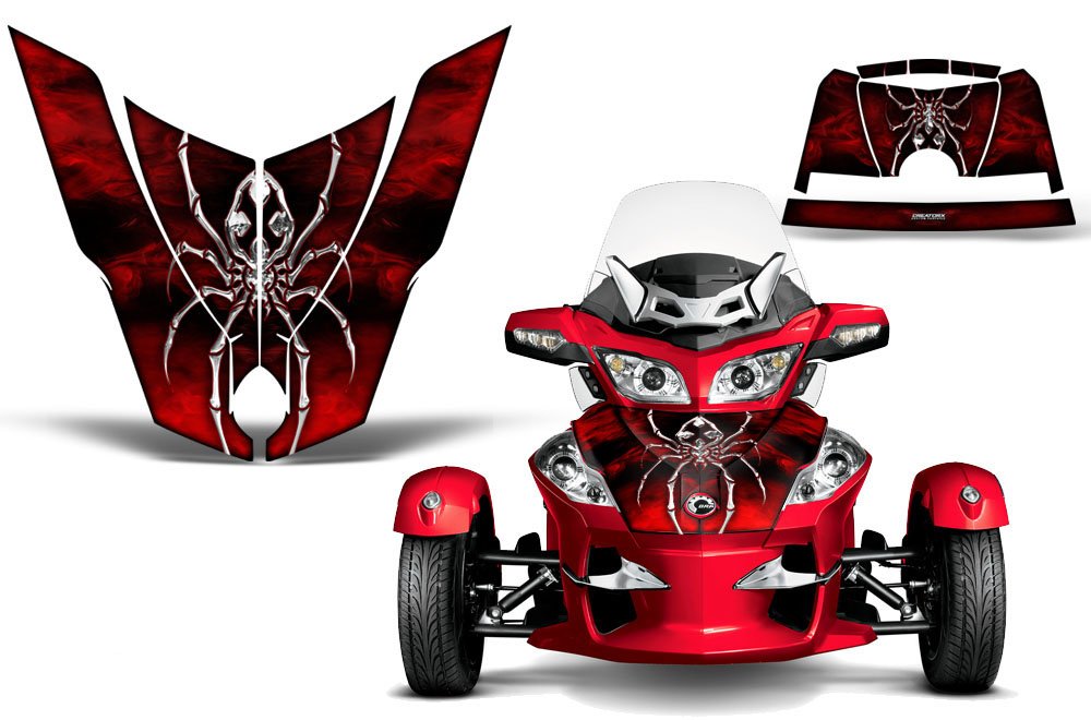 Can-Am BRP Spyder RT Hood Graphics Kit - Red XL Decals & Stickers for Motorcycle Customization | Perfect for Bike Shows, Racing Events & Personalization