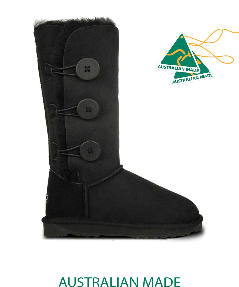 Premium UGG Men's 3-Button Fleece Lined Boots - Warm Winter Snow Boots for Outdoor Activities & Casual Wear