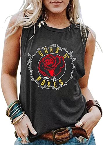 TOWNOWN Women's Floral Rose Print Sleeveless Tank Top - Summer Beach Vacation Graphic Tee for Casual Wear, Outdoor Activities & Travel Outfits