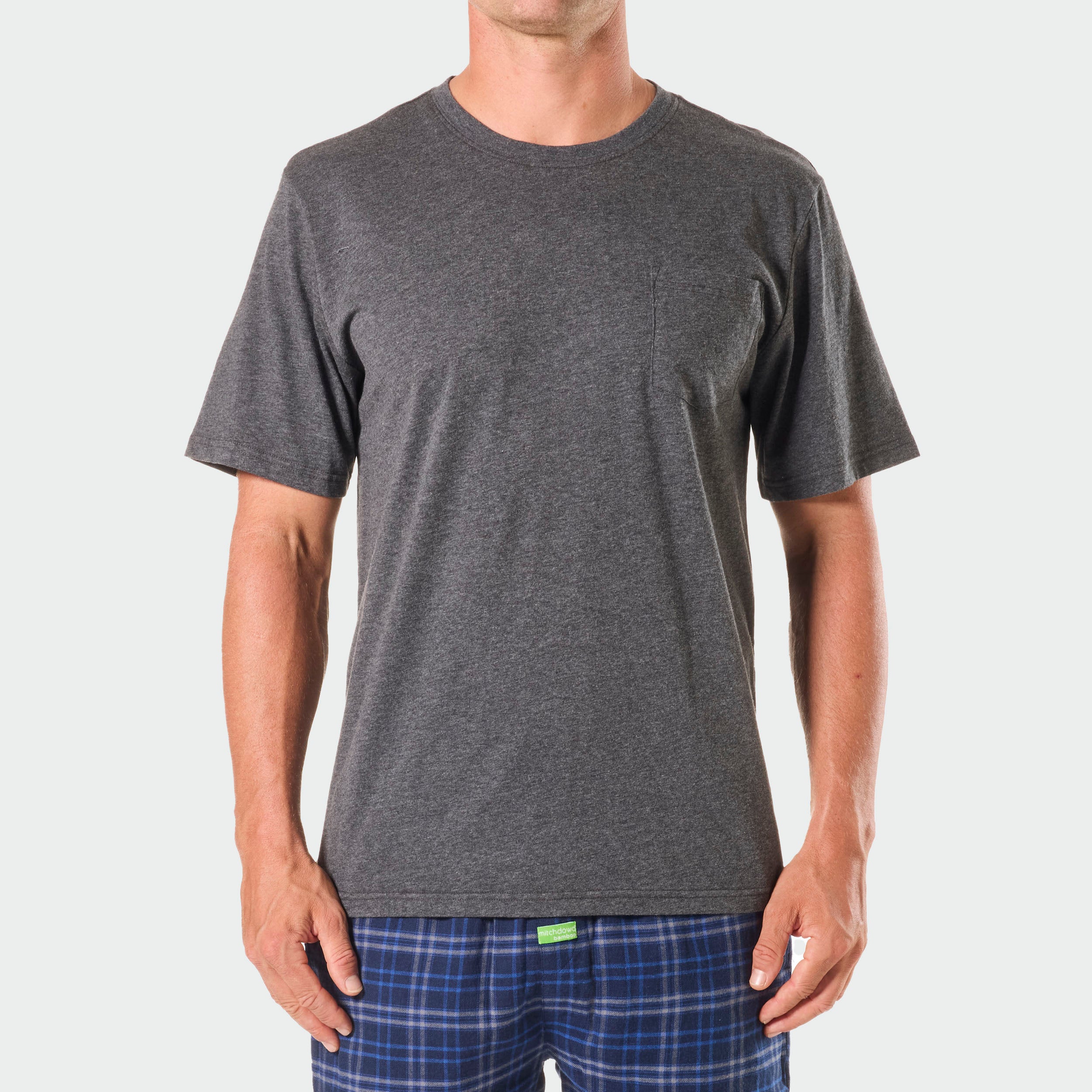 Men's Relaxed Fit Cotton Sleep T-Shirt - Dark Grey Marle for Comfortable Nightwear & Lounge Wear at Home