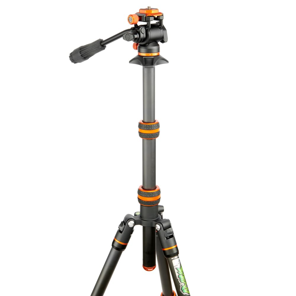 3 Legged Thing Brian Carbon Fiber Tripod - Lightweight, Compact Video Tripod Kit (Lava Black/Orange) for Travel, Vlogging & Outdoor Photography