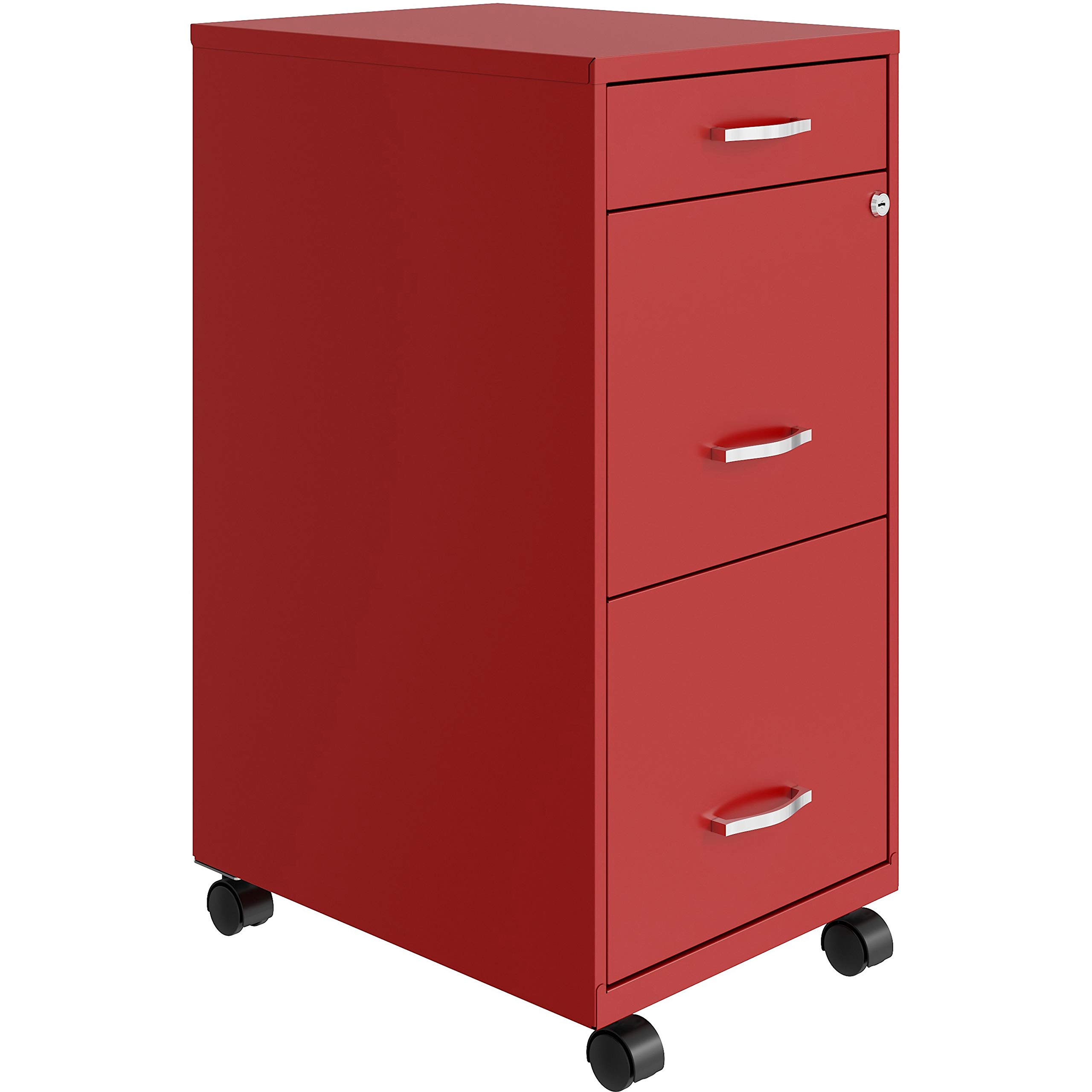 LYS SOHO 3-Drawer Mobile File Cabinet - Red Office Storage Box for Documents, Files & Supplies | Perfect for Home Office, Small Business & Workspace Organization