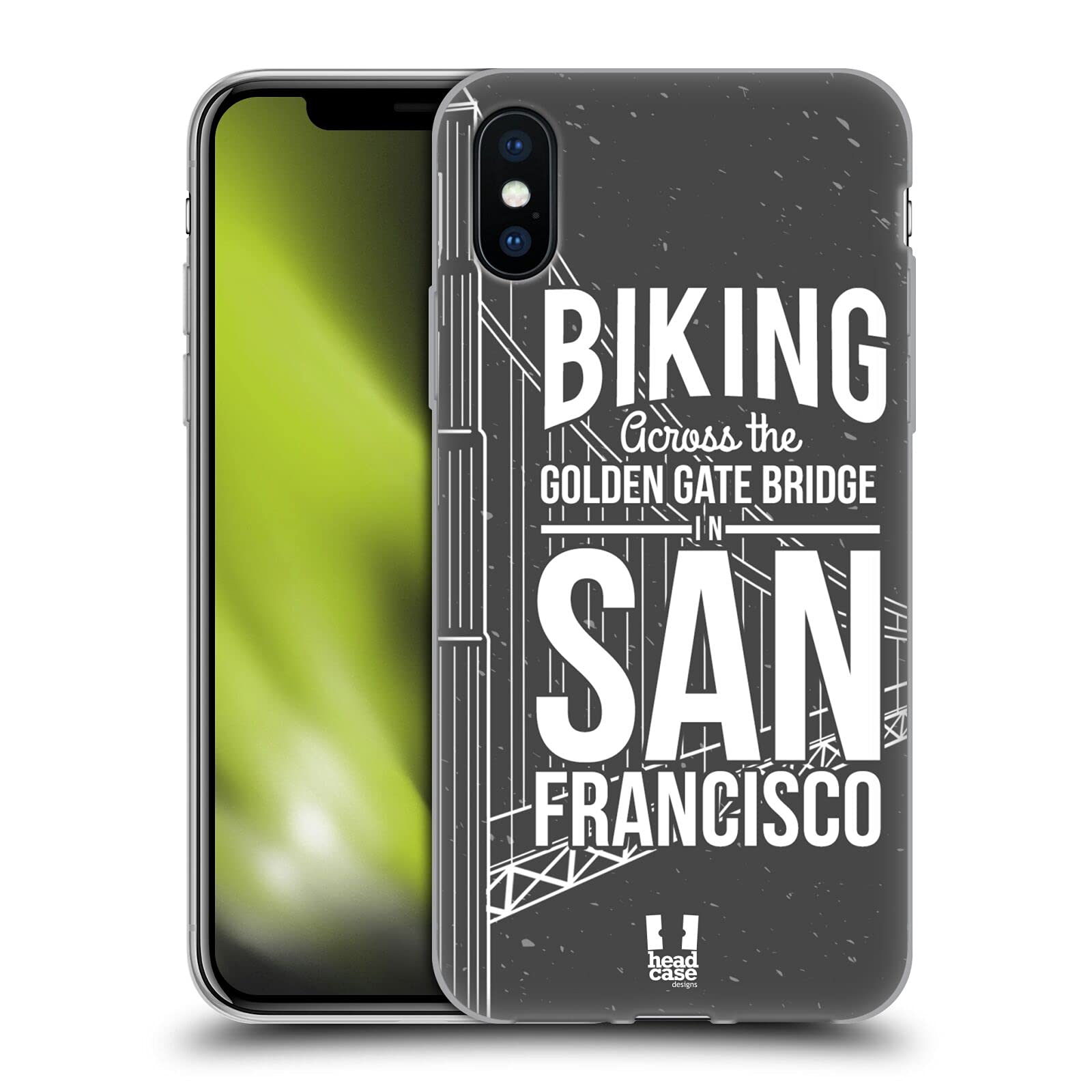 Head Case Designs San Francisco Bike Travel Soft Gel Case for Apple iPhone X/Xs - Durable Protective Cover for Cycling, Commuting & Outdoor Adventures