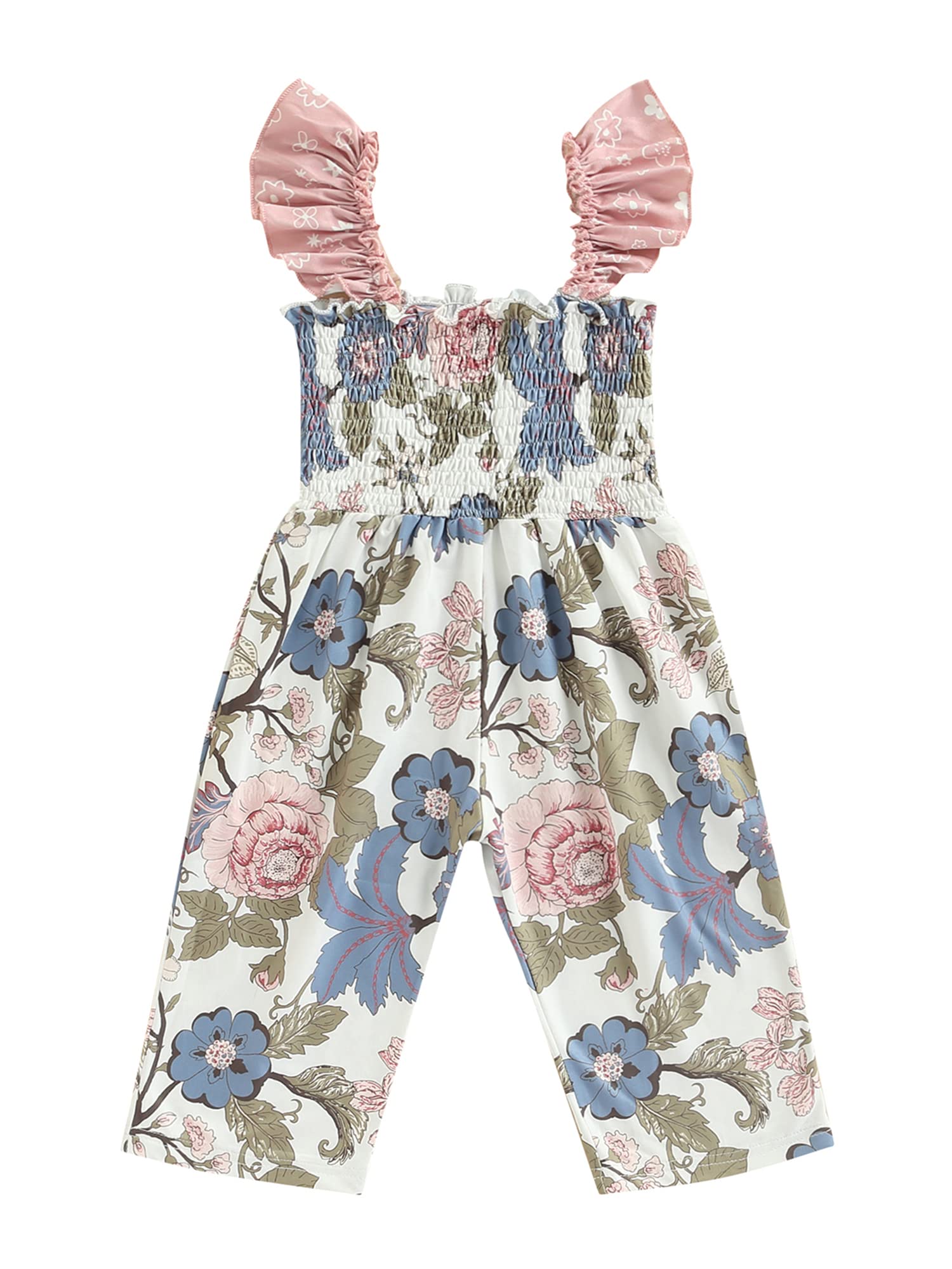 Adorable Toddler Baby Girl Jumpsuit Romper - Floral Pleated Overalls Pants for Little Kids | Summer Outfits for Playdates, Beach Trips & Outdoor Adventures