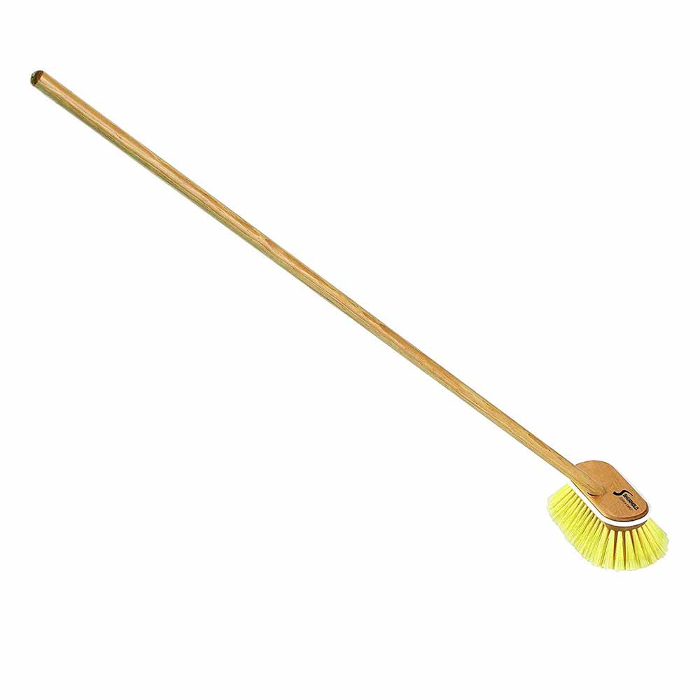 Shurhold Medium Brush with Handle - Heavy Duty Scrub Brush for Boats, Cars, RVs & Outdoor Cleaning - Durable Bristles for Tough Grime Removal