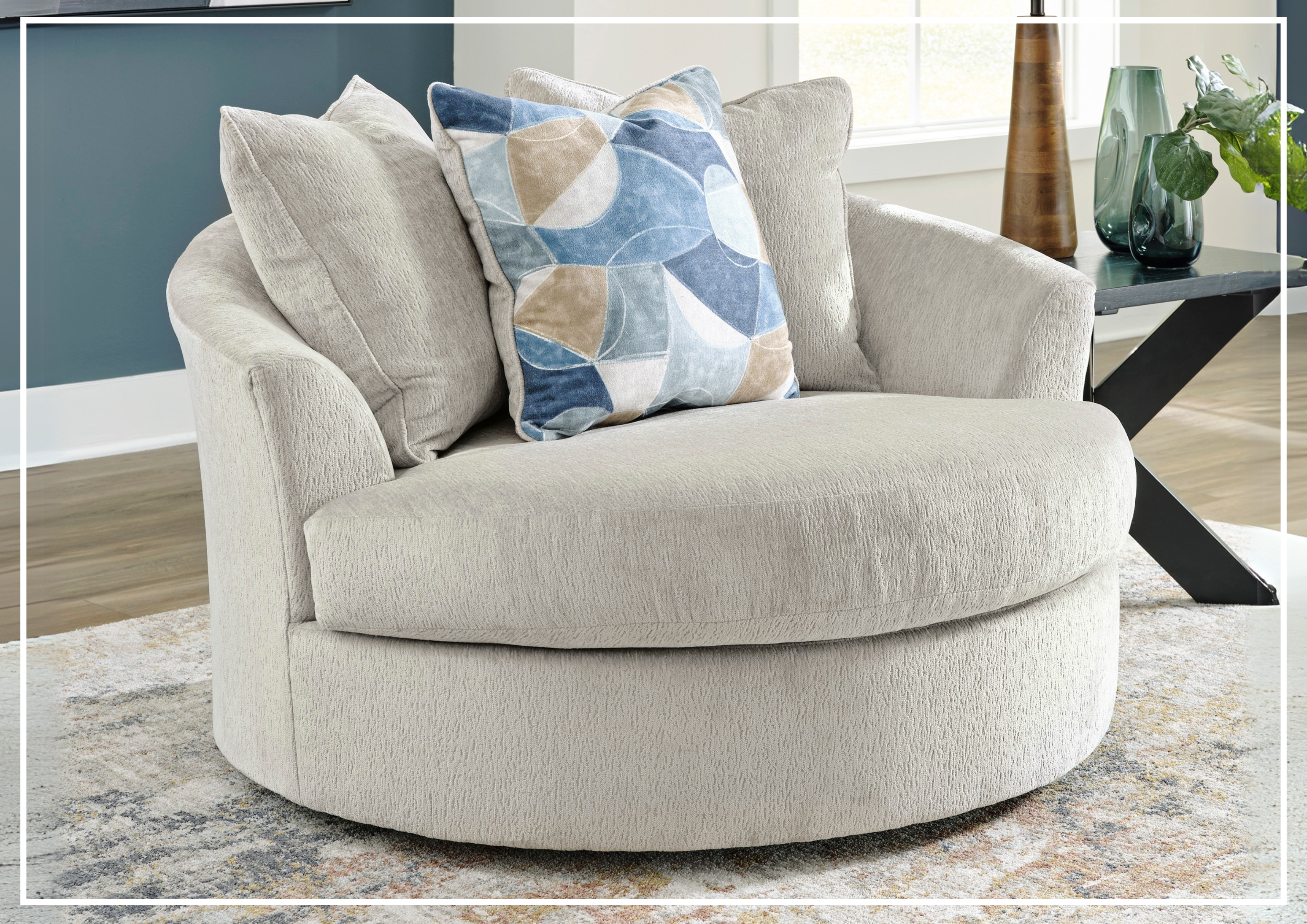Gio Italia Home Maven Swivel Accent Chair - Modern Living Room Furniture with 360° Rotation, 2 Color Options (Gray & Beige) - Perfect for Small Spaces, Reading Nooks & Home Offices