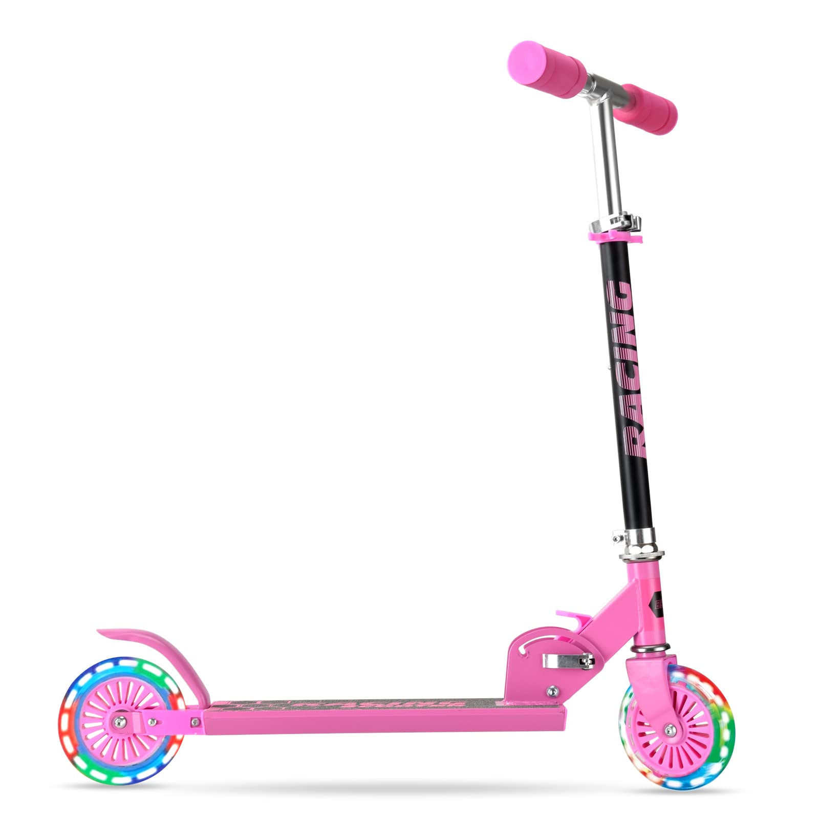 Best Folding Kick Scooter for Kids Ages 3-12 - Lightweight 2-Wheel Scooter with LED Light-Up Wheels & Adjustable Handlebars - Perfect for Boys & Girls Commuting to School, Park Rides, and Neighborhood Fun
