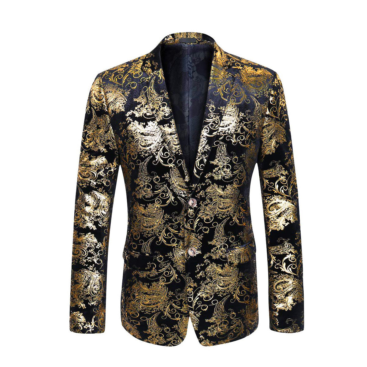 Elegant Gold Blazer Dress with Floral Embroidery - Women's Fashion Blazer for Office, Party & Special Occasions