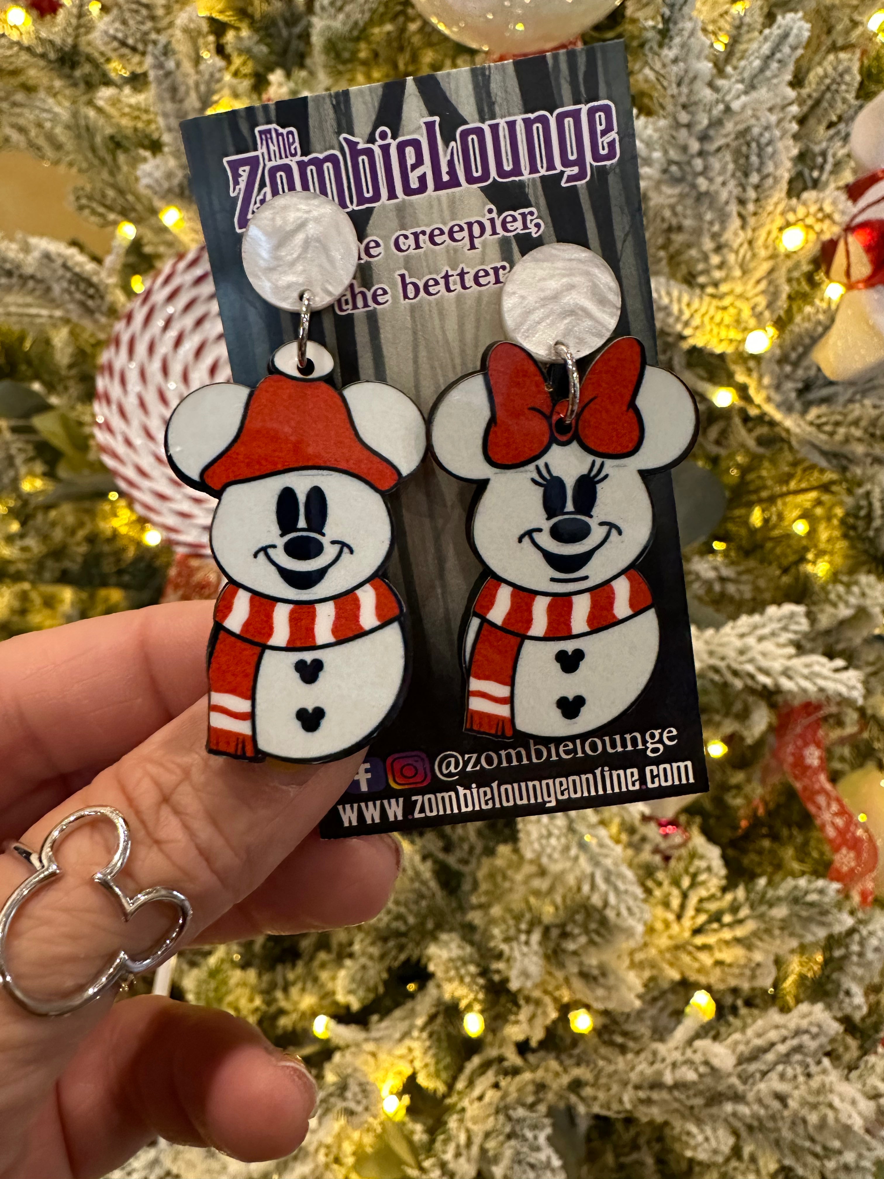 Snowman Mouse Earrings - Cute Winter Holiday Jewelry for Women & Girls - Perfect for Christmas Gifts, Party Favors & Festive Accessories