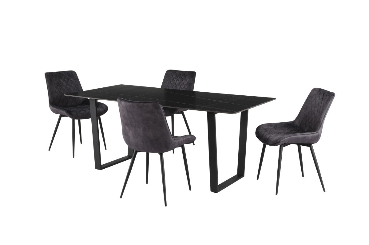 5-Piece Modern Dining Set - Black & Grey Kitchen Table & Chairs for Small Spaces | Perfect for Apartments, Breakfast Nooks & Cozy Dining Areas