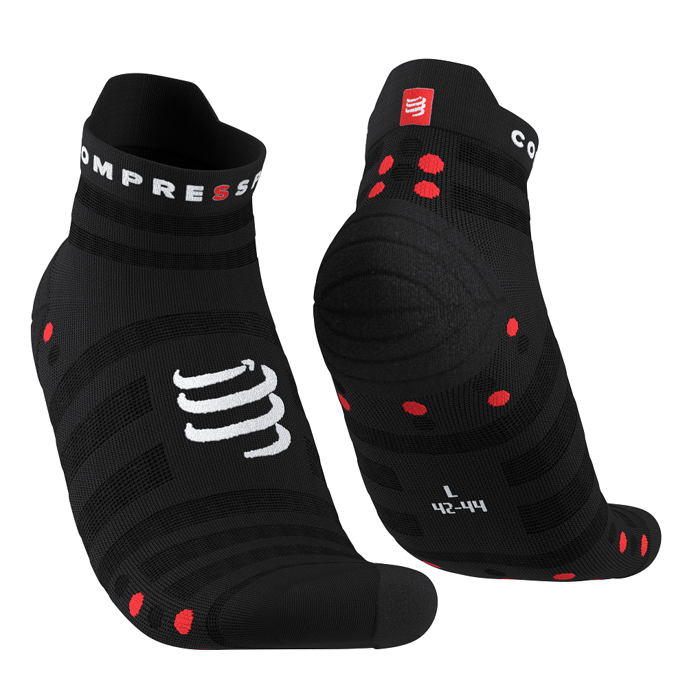 Compressport Unisex Pro Racing Socks v4.0 - Ultralight Performance Running Socks for Men & Women - Black/Red - Ideal for Marathon, Triathlon & High-Intensity Training