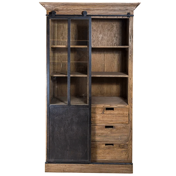 Rustic Barn Sliding Door Single Cabinet - Farmhouse Style Kitchen Storage for Pantry, Bathroom & Laundry Room Organization
