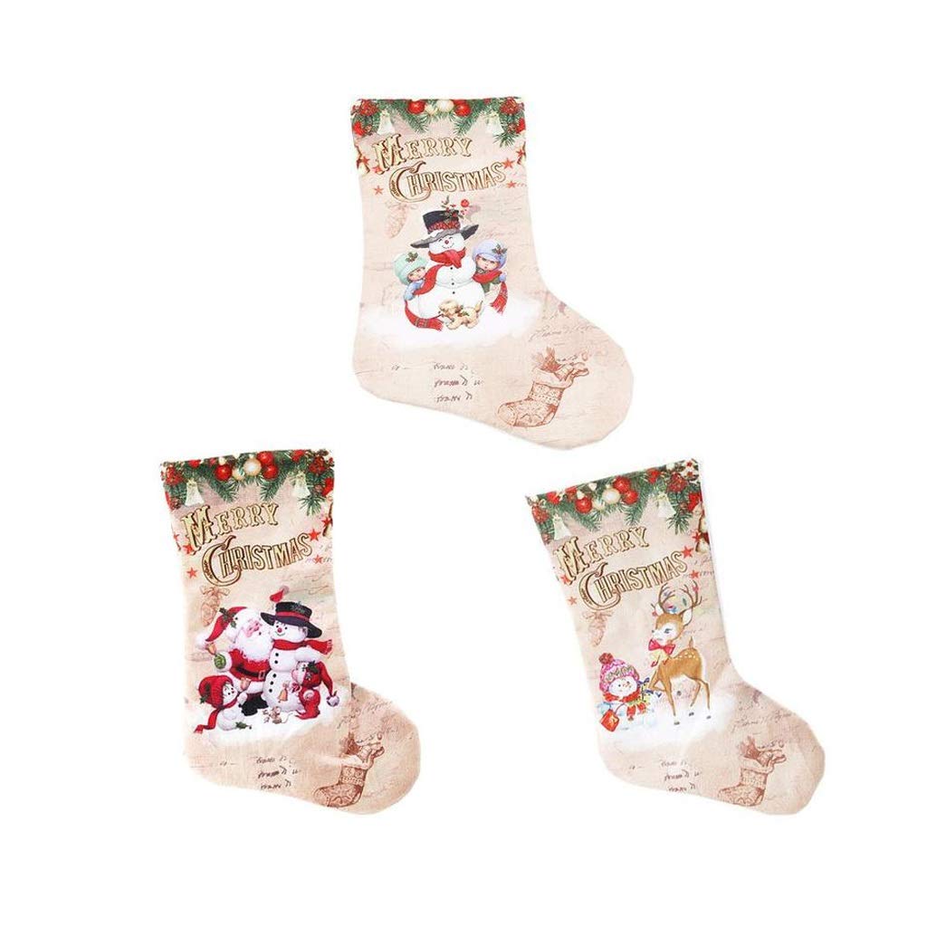 ZMDZA 3-Piece Large Christmas Stocking Set - Santa Claus Plaid Burlap Gift Socks for Tree Decorations, Holiday Party Favors & Candy Bags | Perfect for Xmas Decor, Gift Exchange & New Year Celebrations