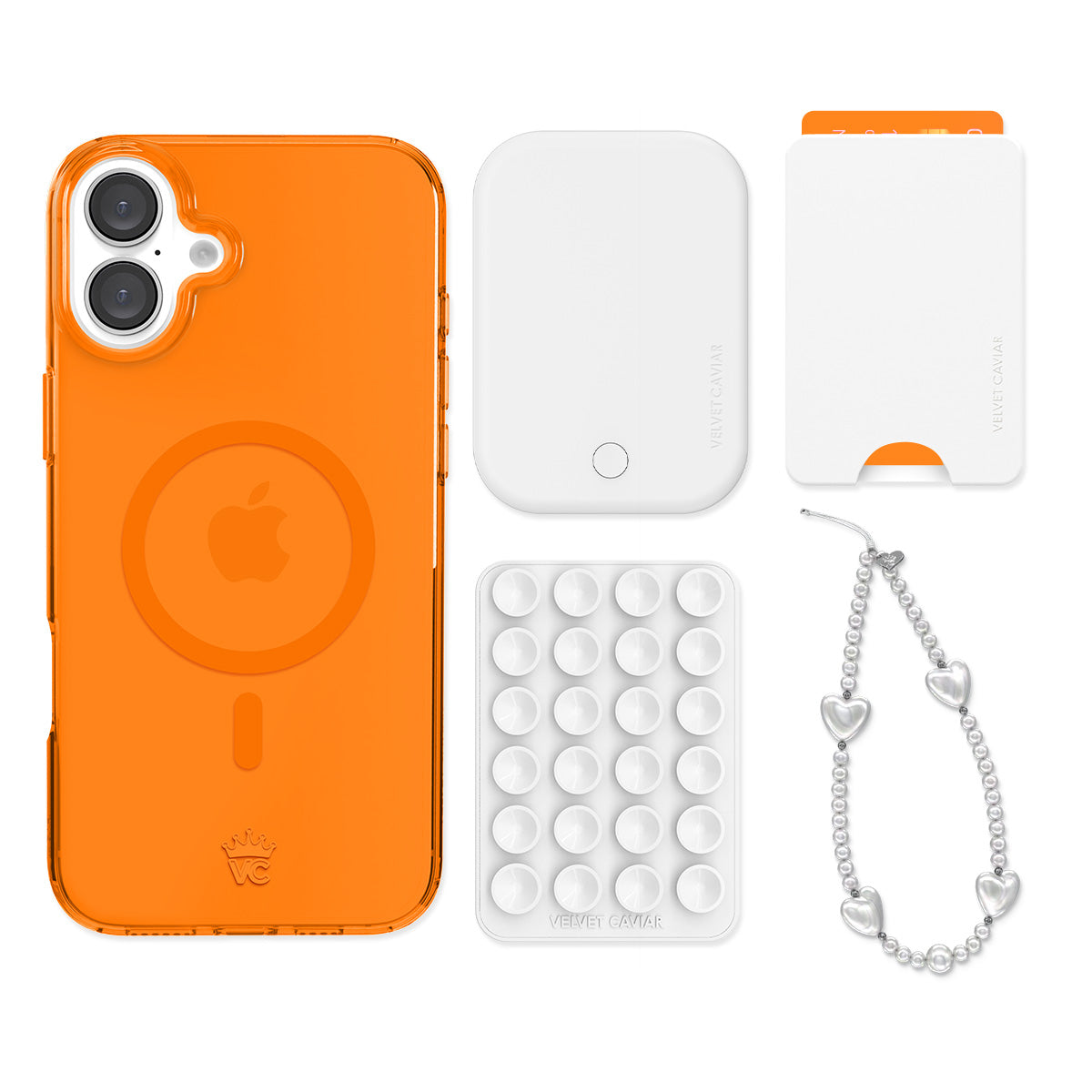 Neon Orange iPhone Wallet Case - Slim Protective Phone Cover with Card Holder & Stand for iPhone 13/14/15 Pro Max | Perfect for Travel, Shopping & Everyday Use