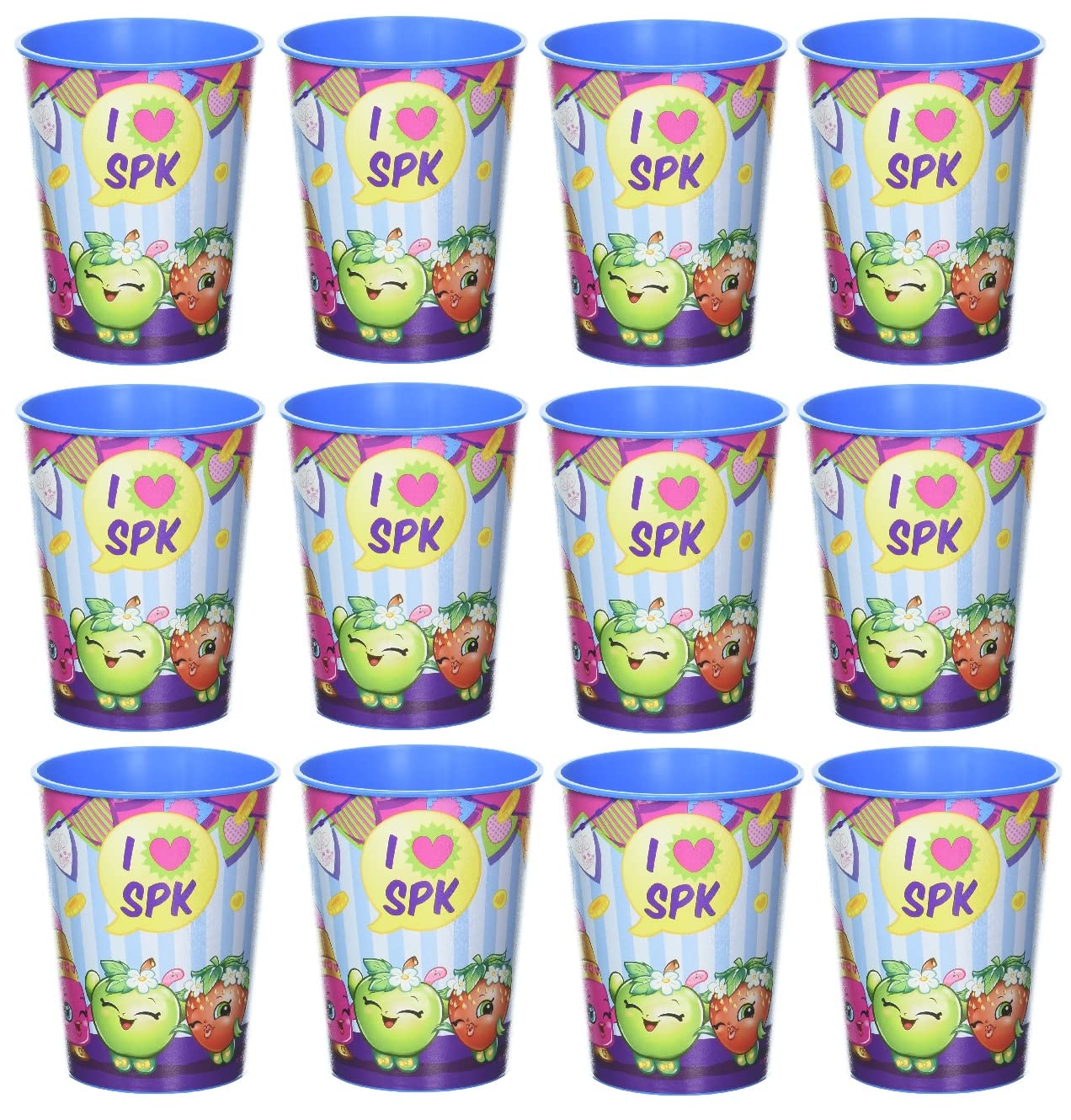 Shopkins Birthday Party Supplies Bundle - 12 Reusable Plastic Cups for Kids' Themed Parties & Celebrations | Perfect for Birthday Decorations, School Events & Playdates