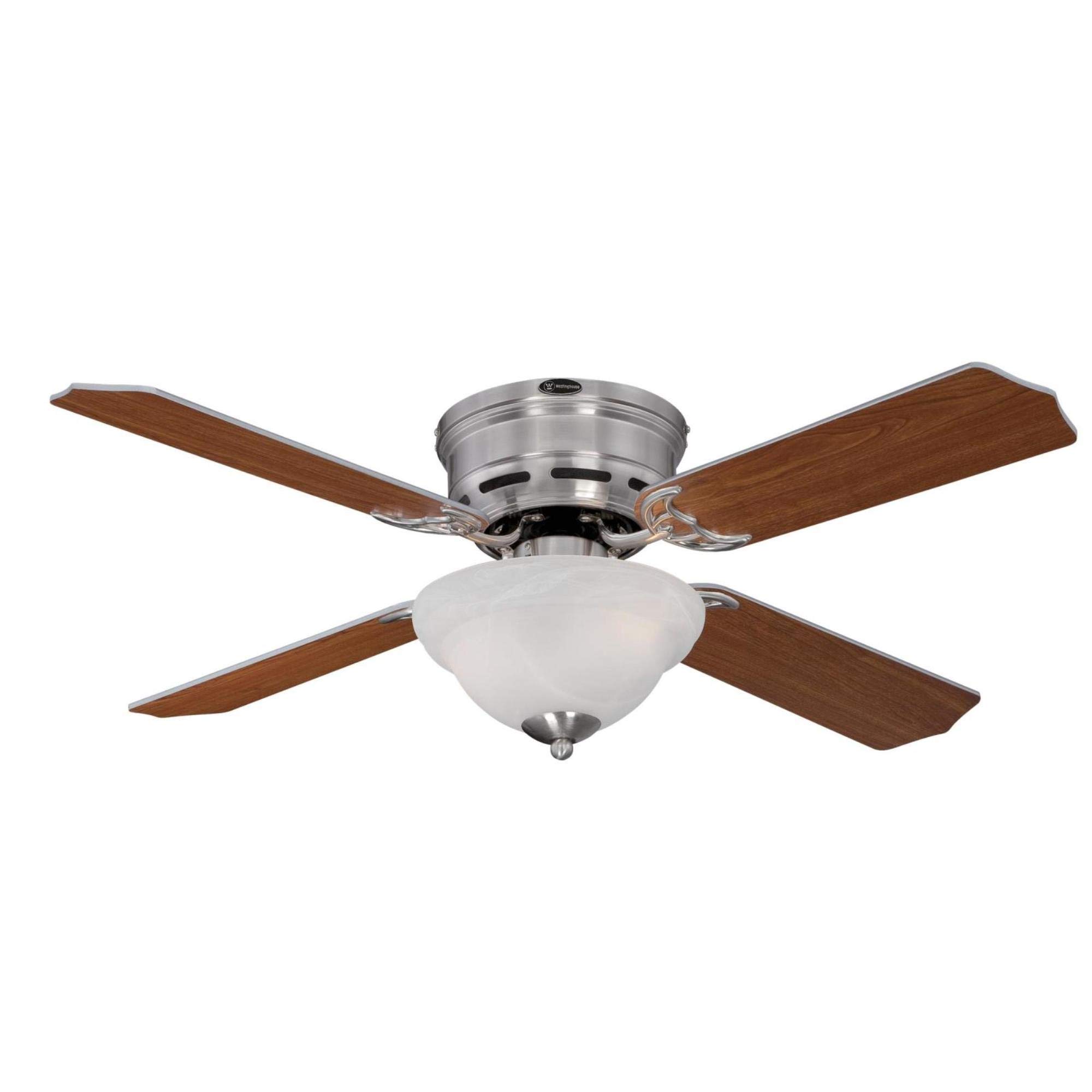 Westinghouse Hadley 42 Inch Brushed Nickel Ceiling Fan with 4 Reversible Blades & Bowl Light Kit - Includes 2 Candelabra Base Bulbs - Perfect for Bedroom, Living Room, and Outdoor Covered Patios