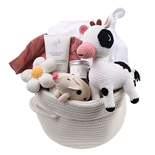 Organic Baby Gift Basket - Oopsy Daisy Eco-Friendly Farm-Themed Newborn Gift Set (0-3 Months) - Perfect for Baby Showers, Birthdays & Welcome Home Presents