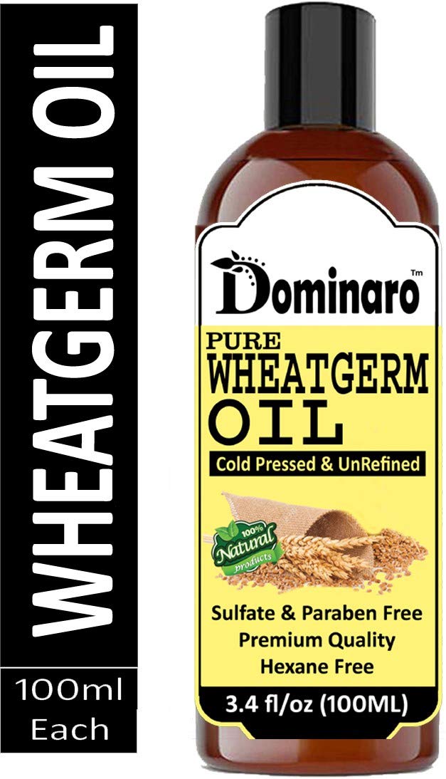 Dominaro Premium Cold Pressed Unrefined Wheat Germ Oil - 100% Pure Natural Hair Growth Treatment (100ml) | For Dry Damaged Hair Repair & Scalp Nourishment | Perfect for Daily Hair Care Routine & Massage Therapy